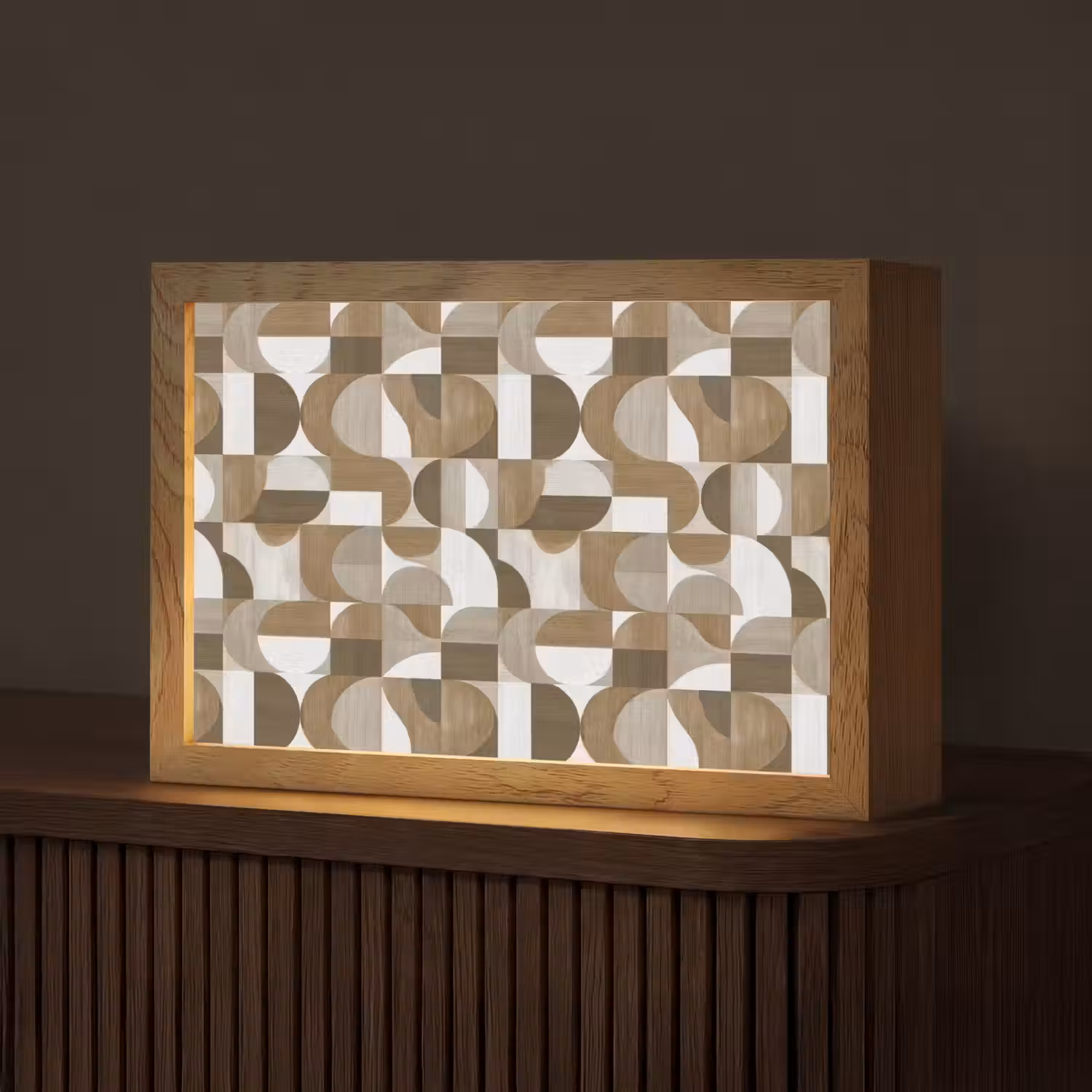 Abstract - Retro - Bruin Light Box met kabel (Tafellamp) klein 924 -z3d_website
