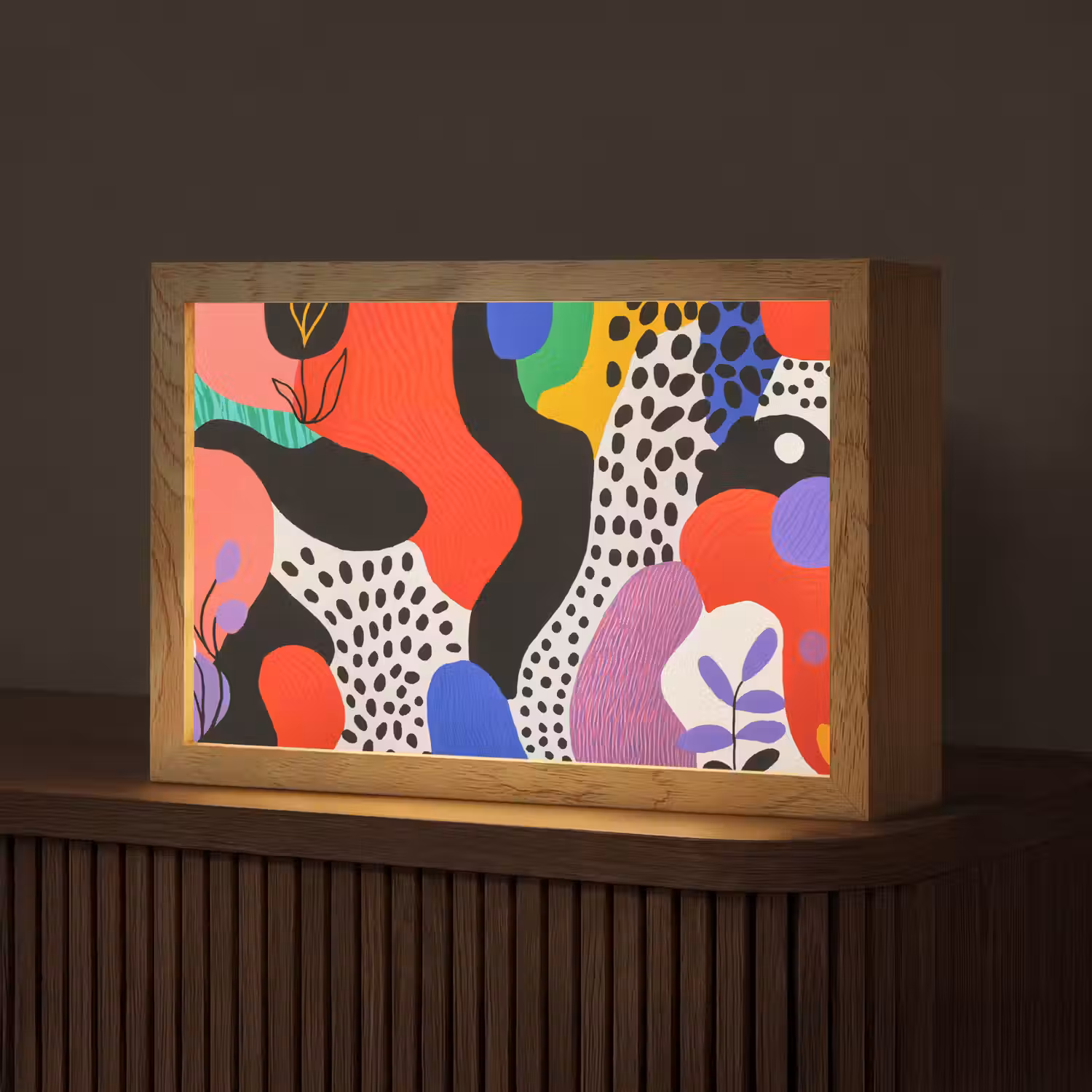 Abstract - Vormen - Kleuren - Stippen Light Box met kabel (Tafellamp) klein -z3d_website