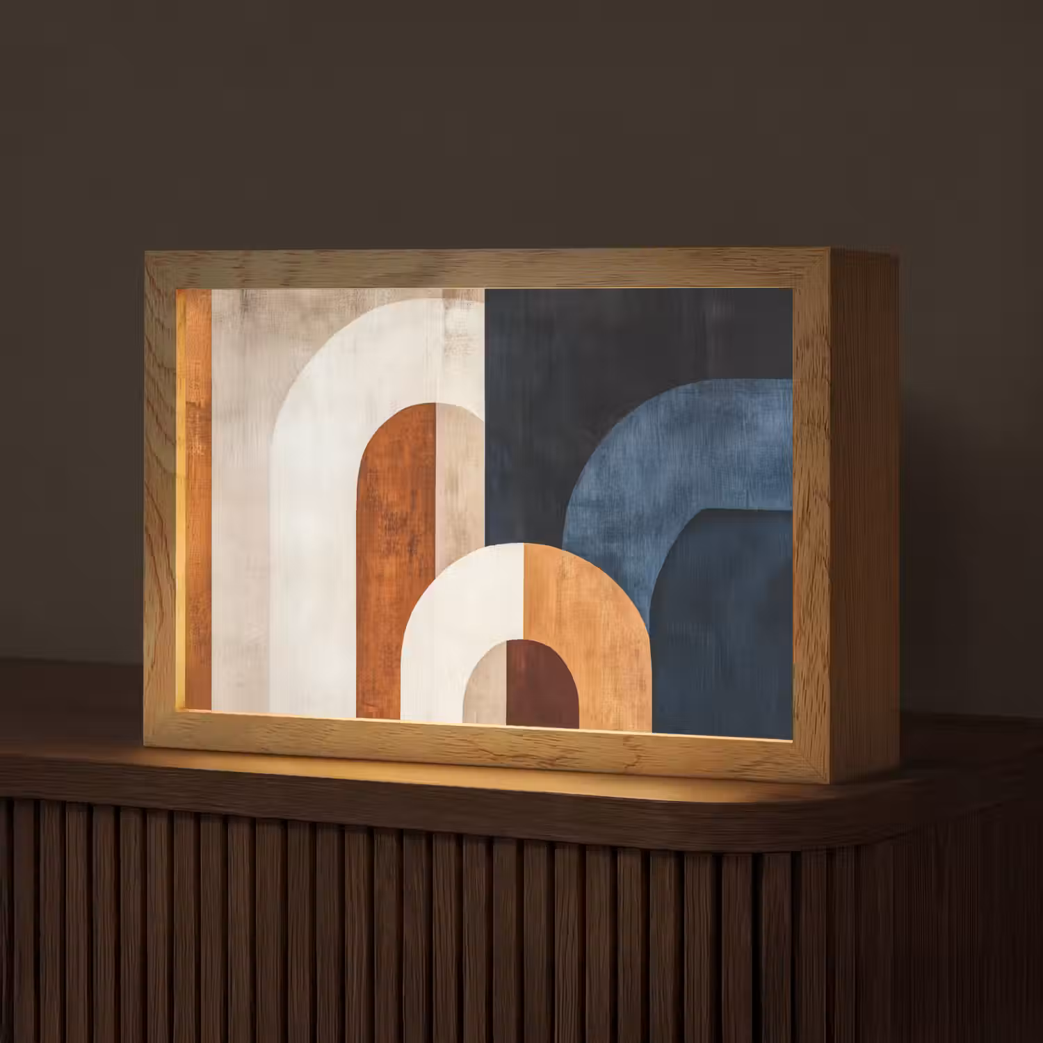 Abstract - Vormen - Donkerblauw Light Box met kabel (Tafellamp) klein -z3d_website