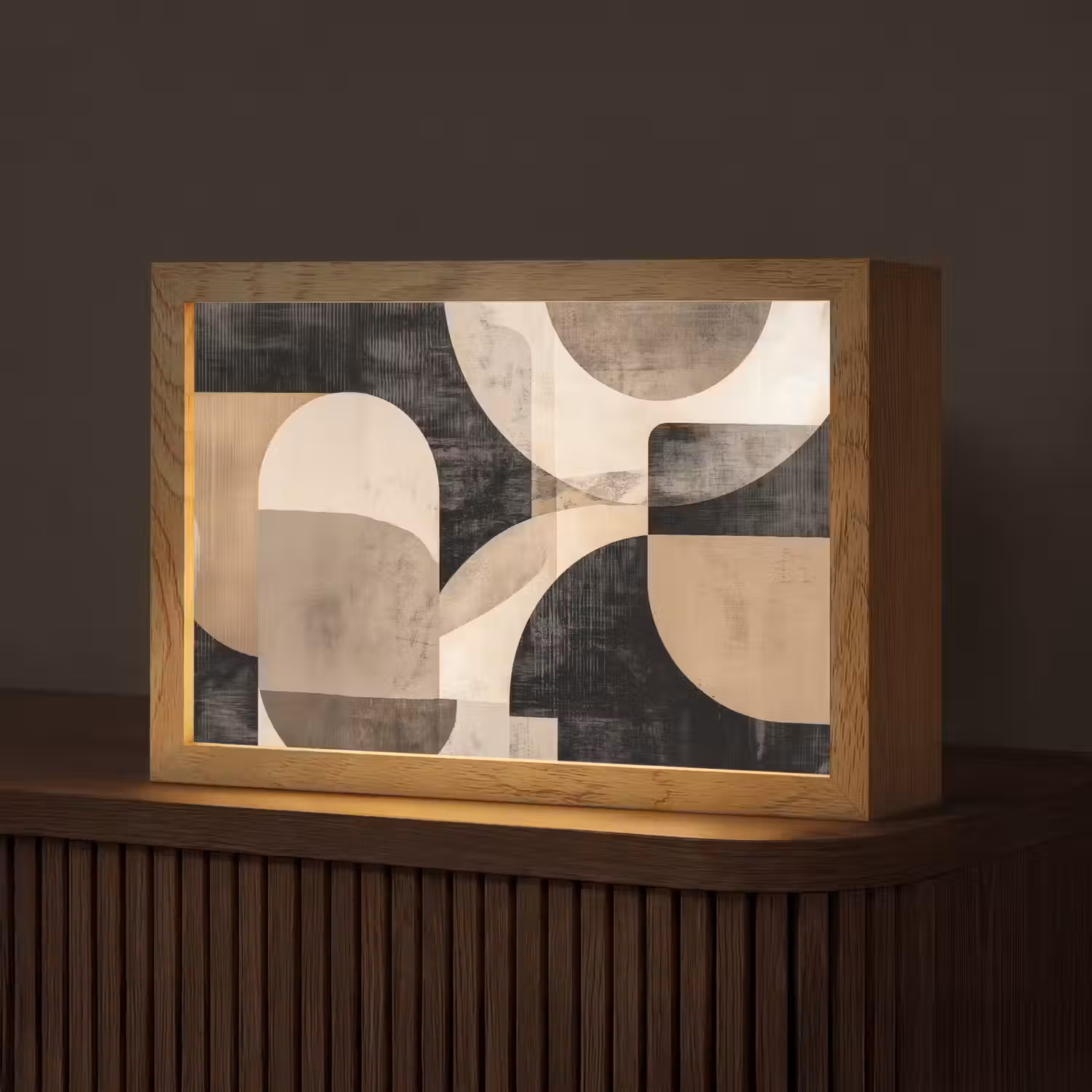 Abstract - Vormen - Modern - Beige Light Box met kabel (Tafellamp) klein -z3d_website
