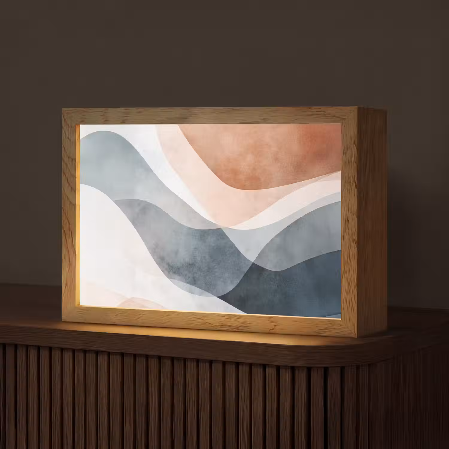 Abstract - Golven - Blauw Light Box met kabel (Tafellamp) klein -z3d_website