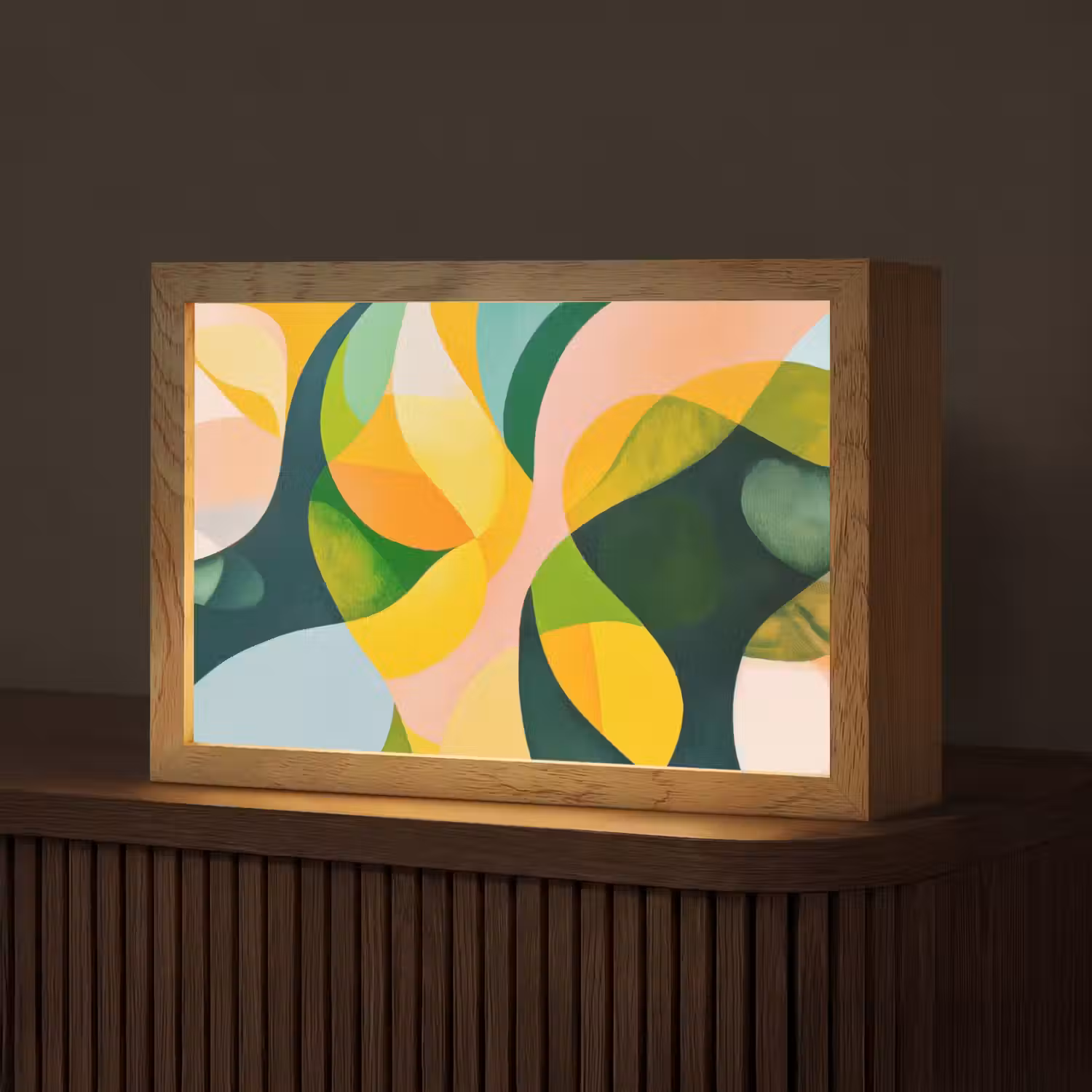 Abstract - Geel - Roze - Groen Light Box met kabel (Tafellamp) klein -z3d_website