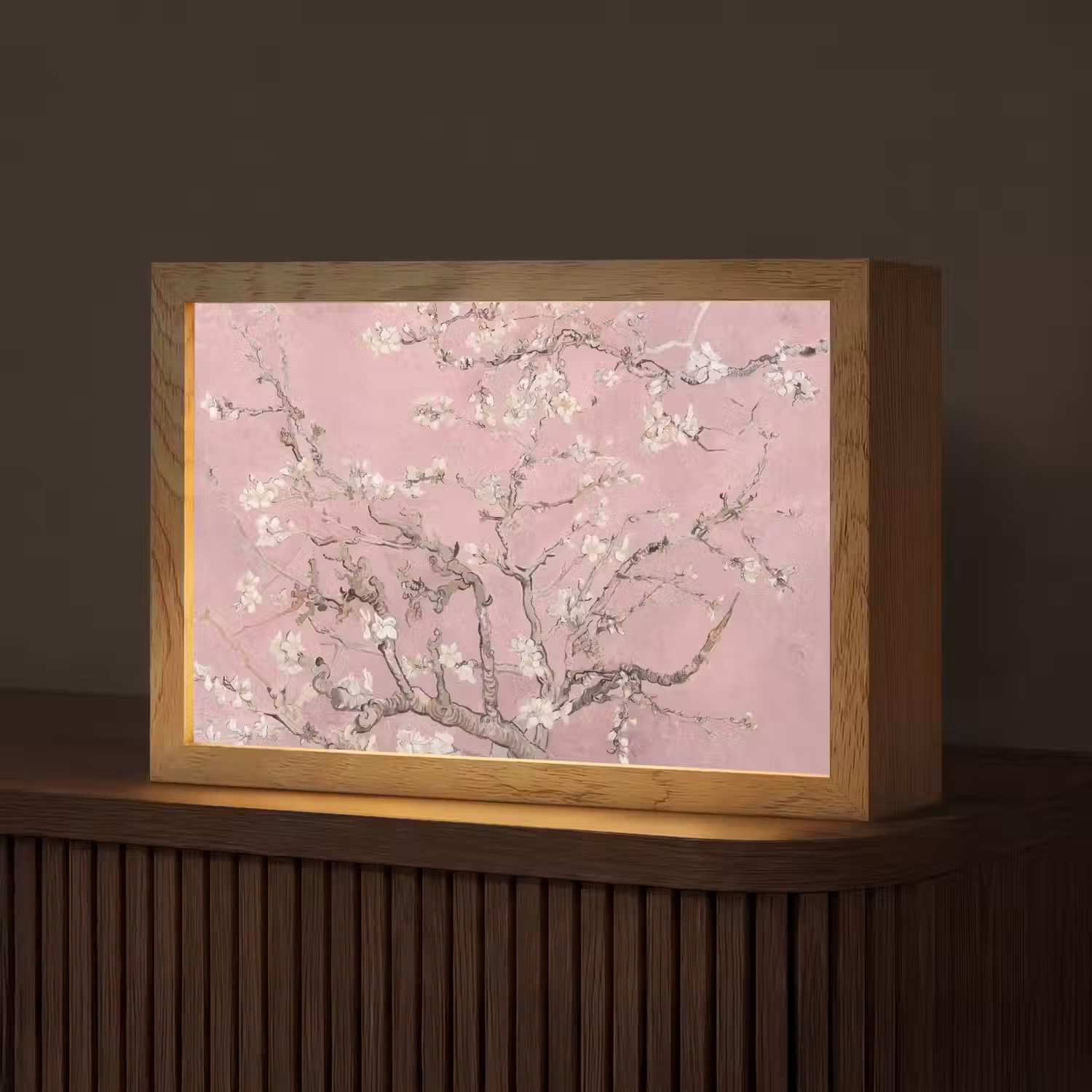 Amandelbloesem - Kunst - Van Gogh - Roze Light Box met kabel (Tafellamp) klein -z3d_website