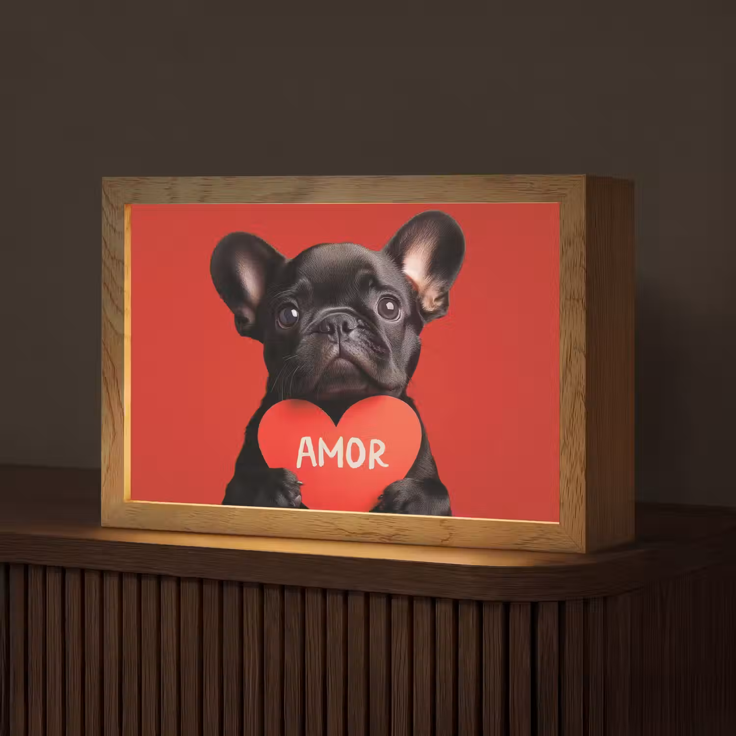Amor - Hond - Hartje - Rood Light Box met kabel (Tafellamp) klein -z3d_website