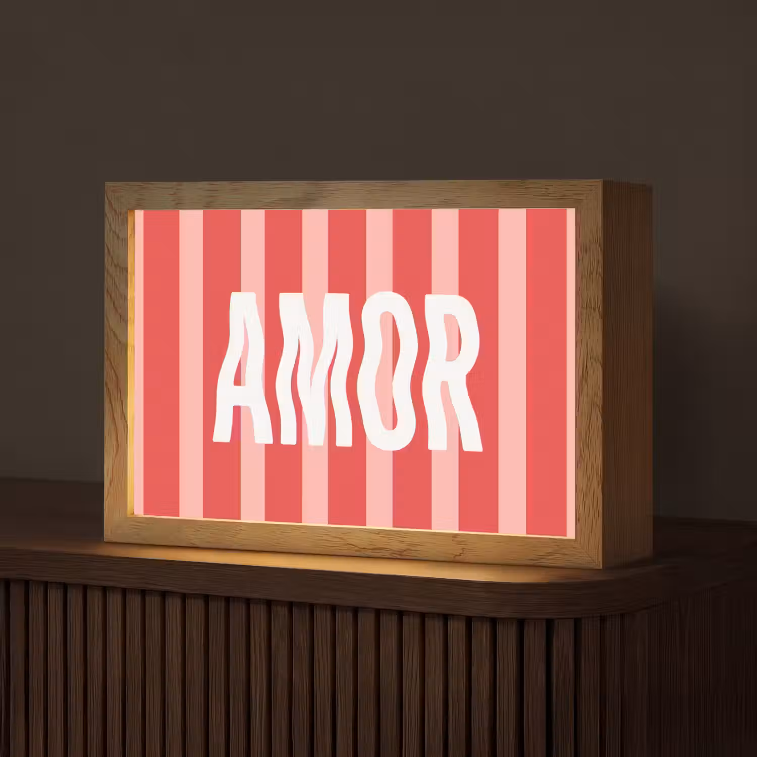 Amor - Strepen - Rood - Roze Light Box met kabel (Tafellamp) klein -z3d_website