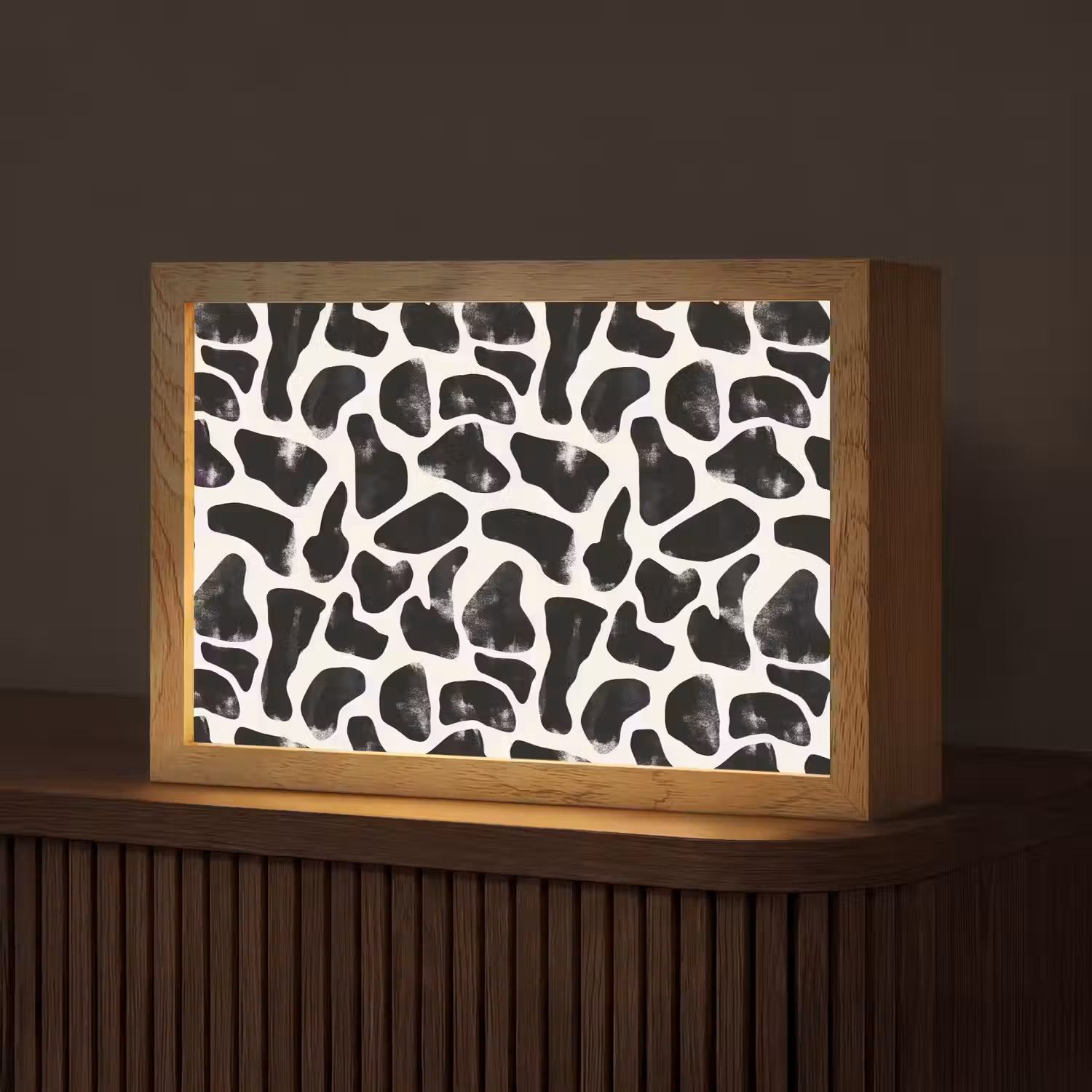 Dierenpatroon - Vlekken - Zwart - Wit Light Box met kabel (Tafellamp) klein 924 -z3d_website