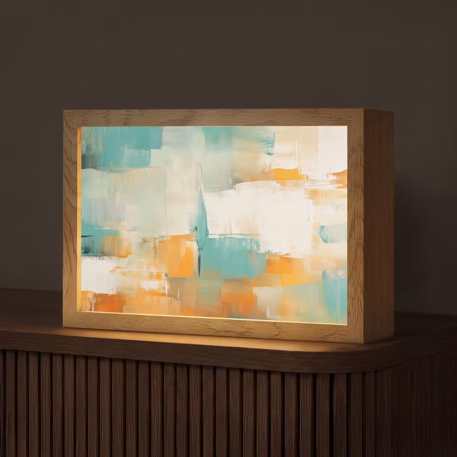 Kunst - Abstract - Blauw - Wit Light Box met kabel (Tafellamp) klein -z3d_website