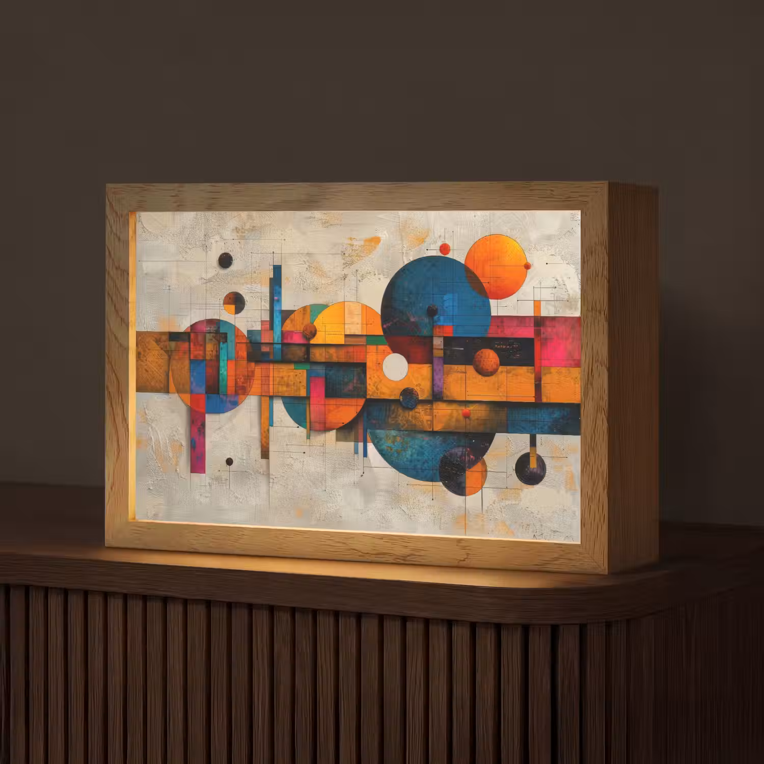 Kunst - Kleurrijk - Modern - Vormen Light Box met kabel (Tafellamp) klein -z3d_website