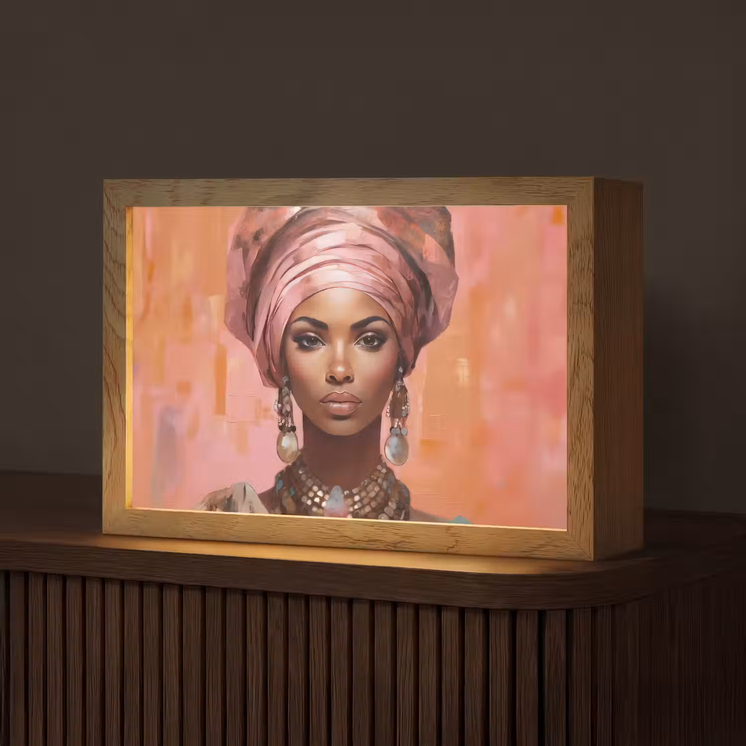 Kunst - Vrouw - Roze - Sieraden - Portret Light Box met kabel (Tafellamp) klein -z3d_website