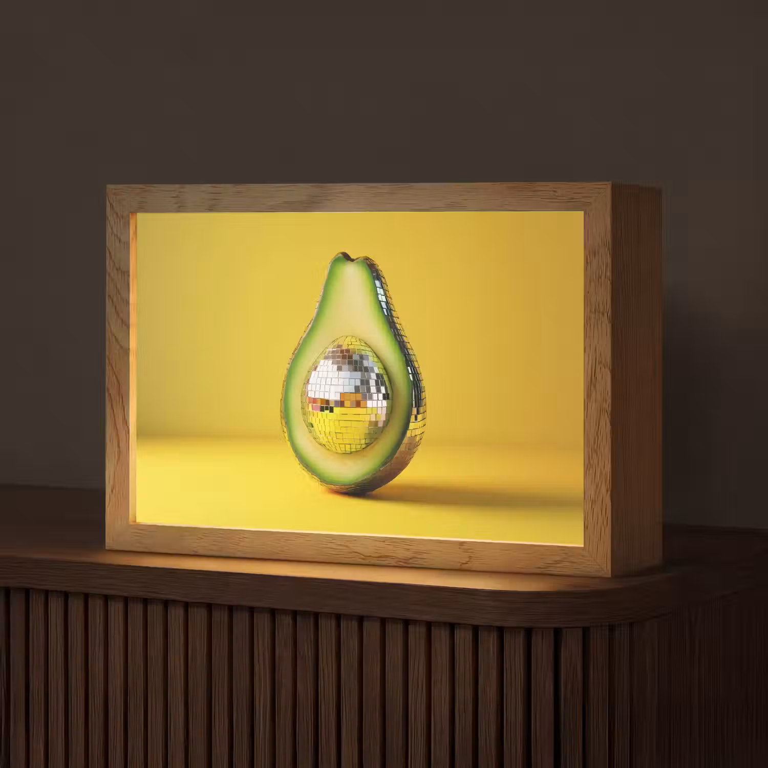 Avocado - Discobal - Geel - Glitter Light Box met kabel (Tafellamp) klein -z3d_website
