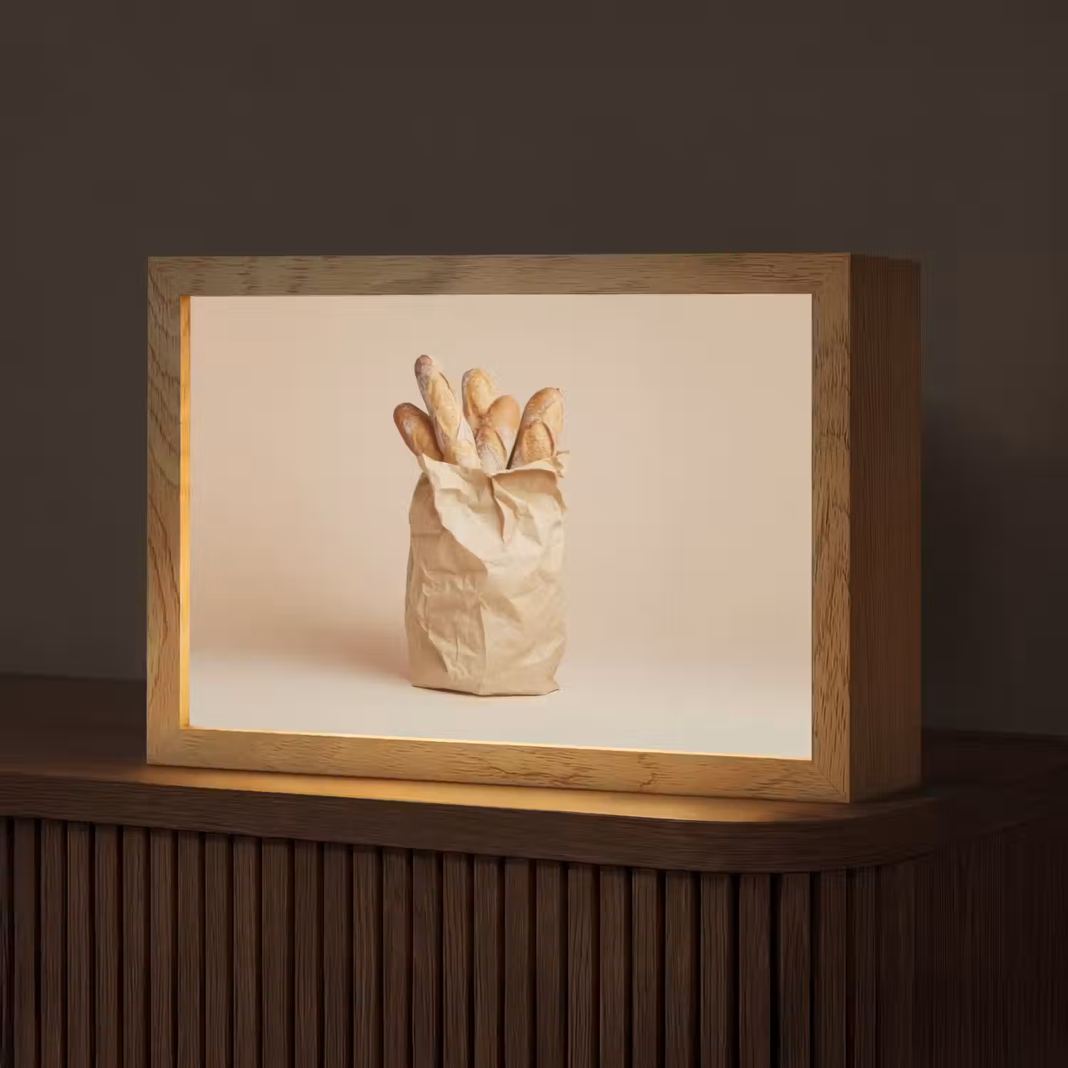 Baguette - Brood - Stokbrood - Beige Light Box met kabel (Tafellamp) klein -z3d_website