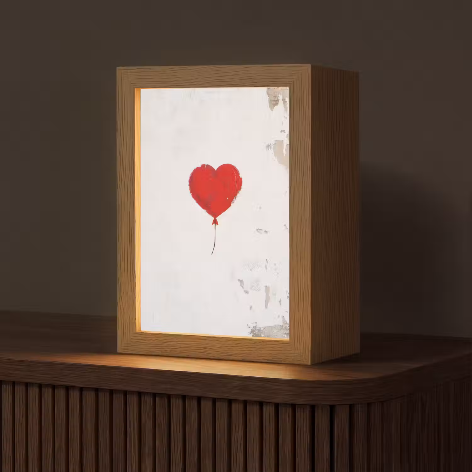 Ballon - Rood - Hart Light Box met kabel (Tafellamp) klein -z3d_website