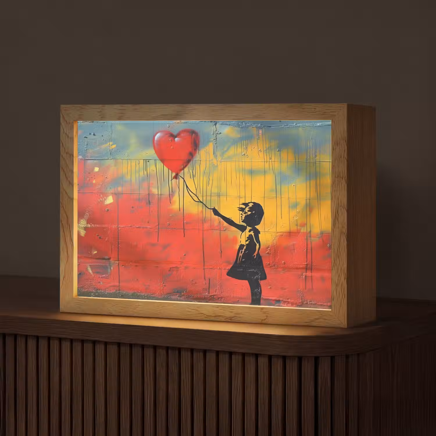 Banksy Style - Kleurrijk - Graffiti - Meisje - Street art Light Box met kabel (Tafellamp) klein -z3d_website