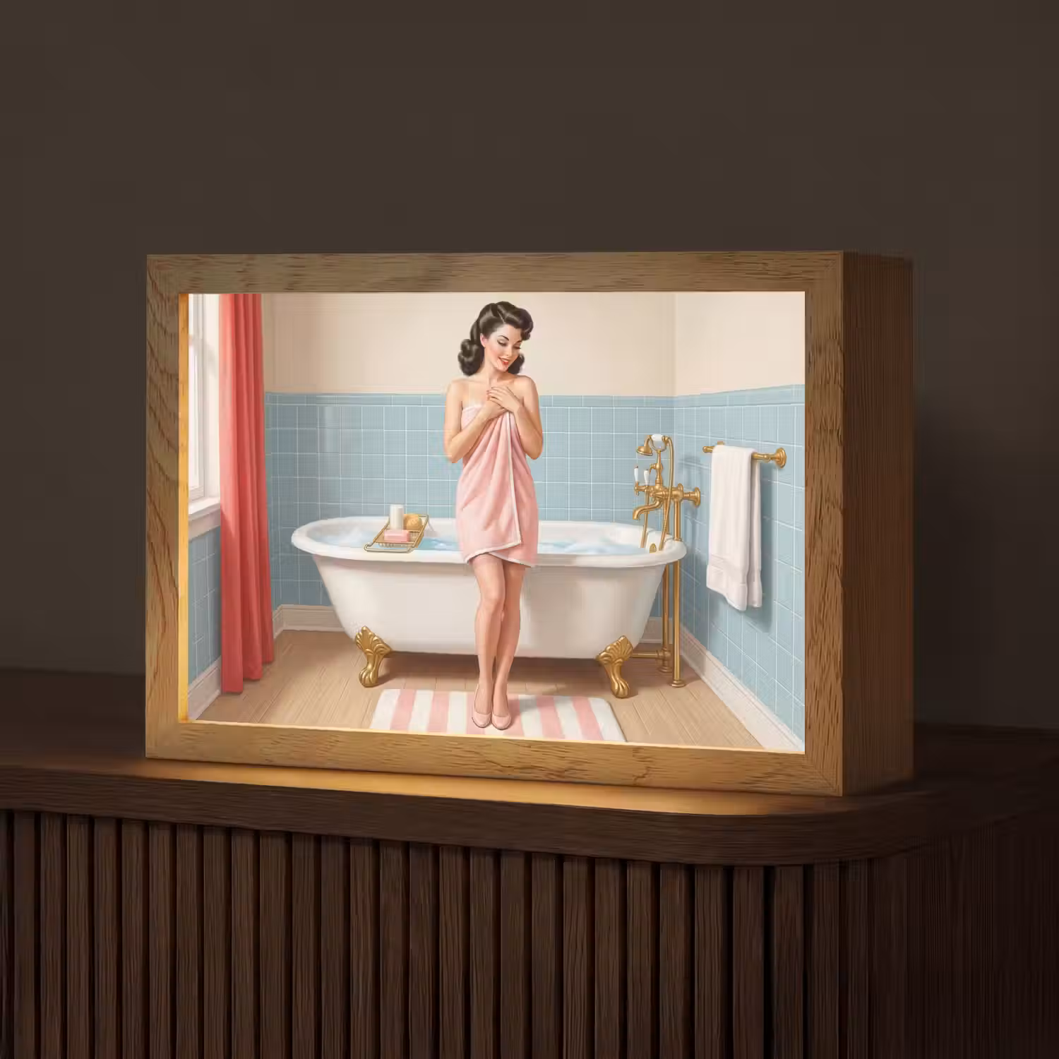 Badkamer - Vrouw - Roze Light Box met kabel (Tafellamp) klein -z3d_website