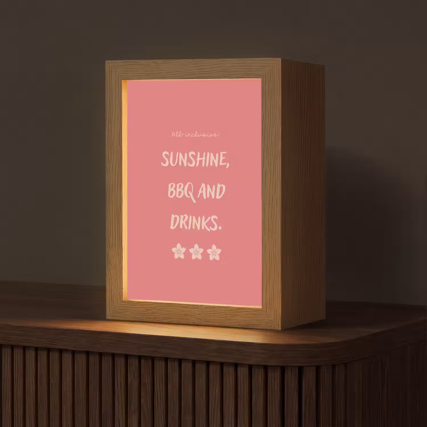 BBQ - Quote - Roze - Zomer Light Box met kabel (Tafellamp) klein -z3d_website