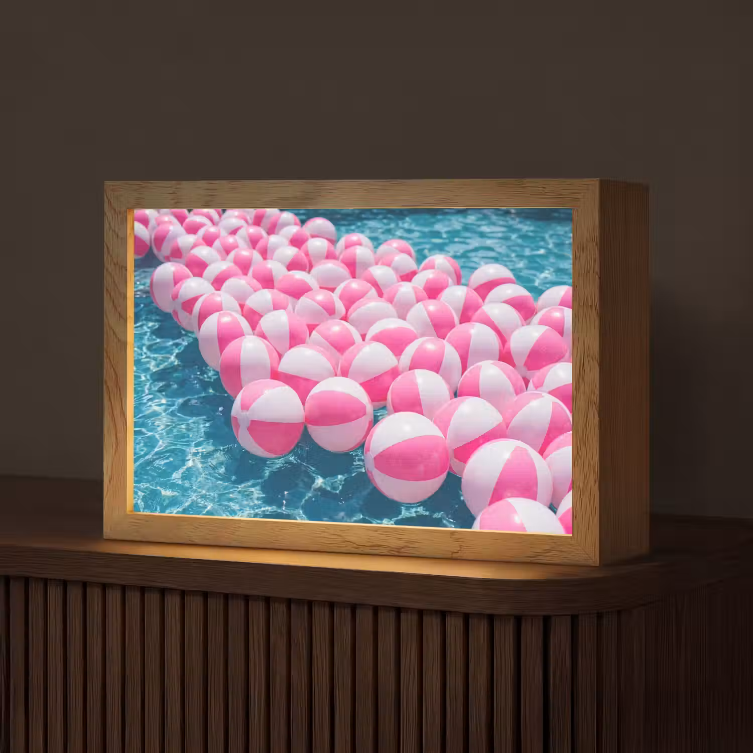 Strandballen - Roze - Water Light Box met kabel (Tafellamp) klein -z3d_website