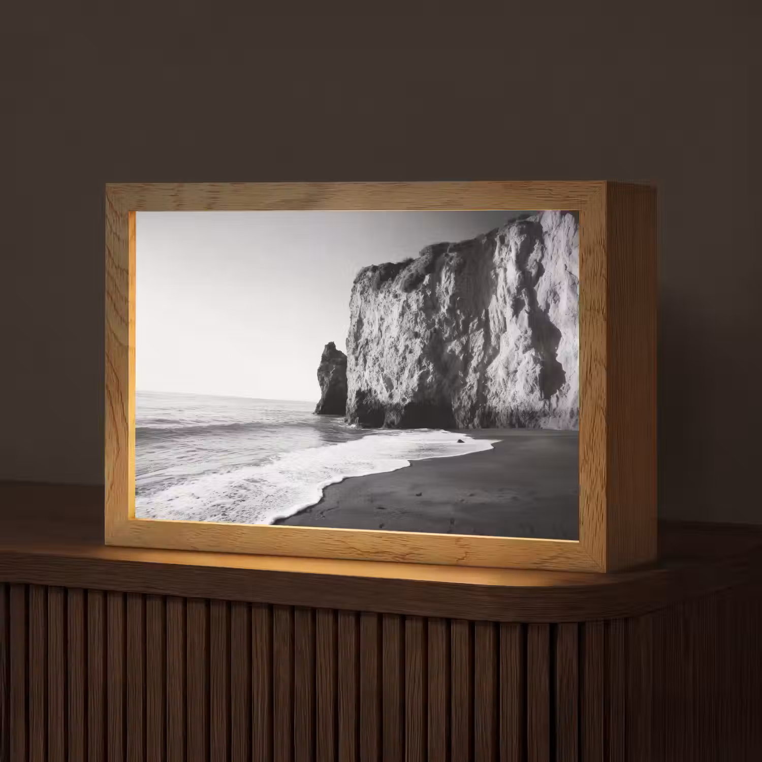 Strand - Klif - Golven - Voetstappen Light Box met kabel (Tafellamp) klein -z3d_website