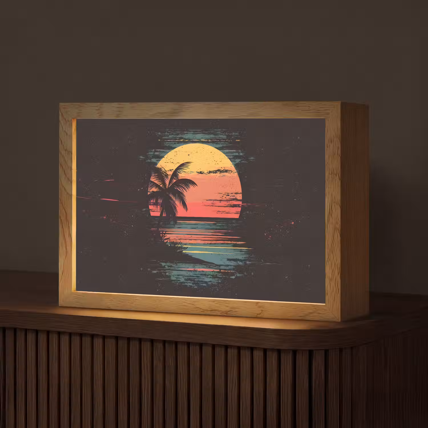 Strand - Minimalistisch - Zon - Oranje Light Box met kabel (Tafellamp) klein -z3d_website