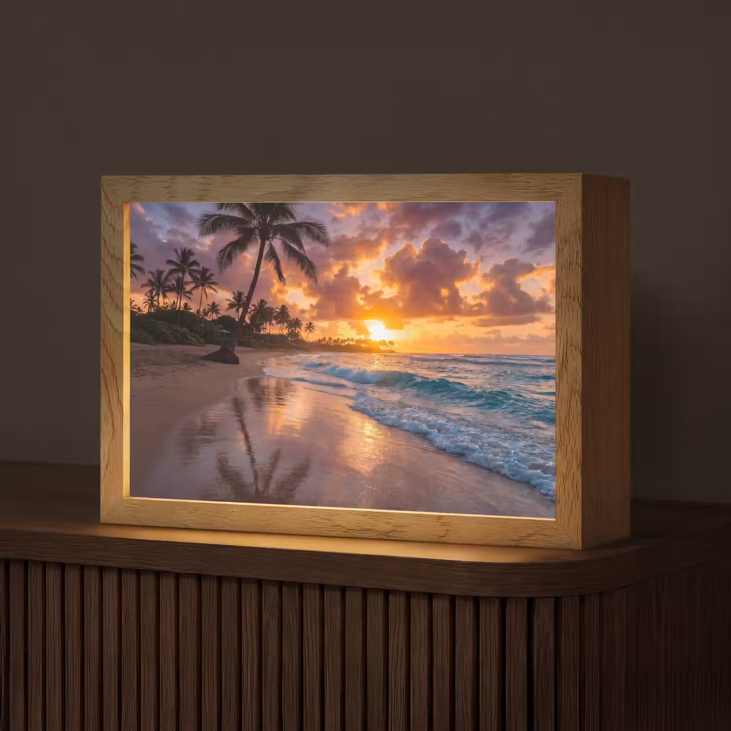 Strand - Zonsopgang - Tropisch - Natuur - Oranje Light Box met kabel (Tafellamp) klein -z3d_website