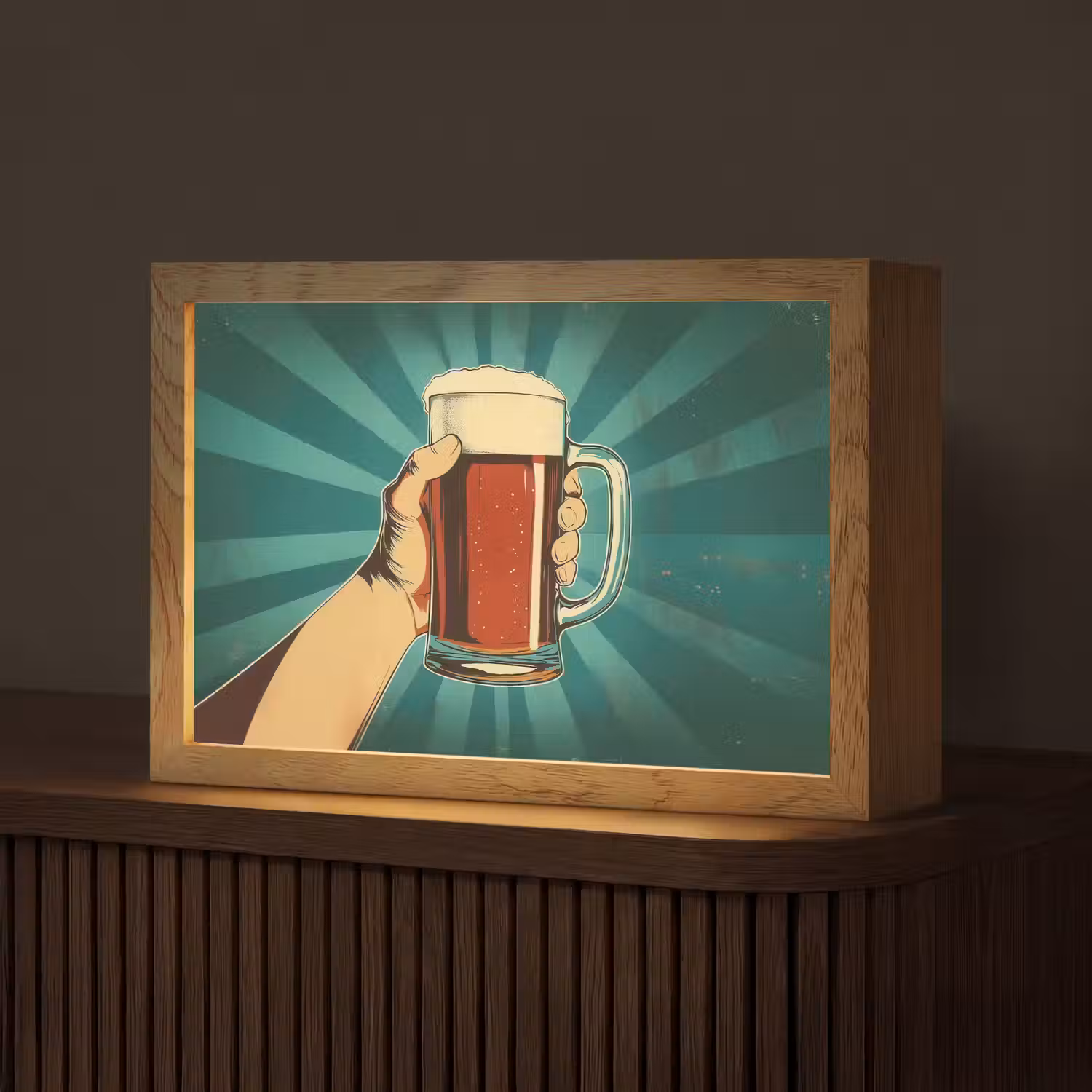 Bierglas - Schuim - Retro - Groen Light Box met kabel (Tafellamp) klein -z3d_website