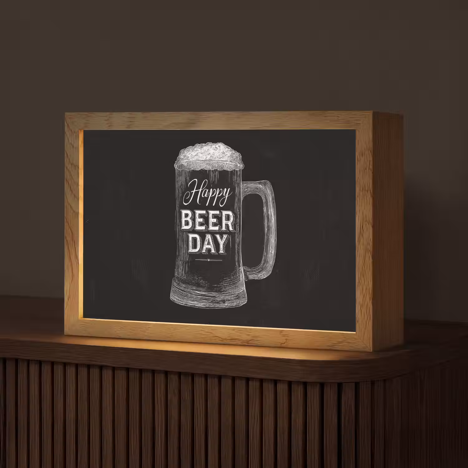 Bierpul - Witte krijtletters - Happy beer day Light Box met kabel (Tafellamp) klein -z3d_website