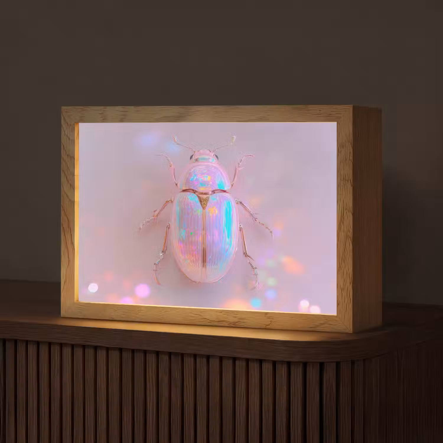 Kever - Metallic - Lichteffect - Roze Light Box met kabel (Tafellamp) klein -z3d_website
