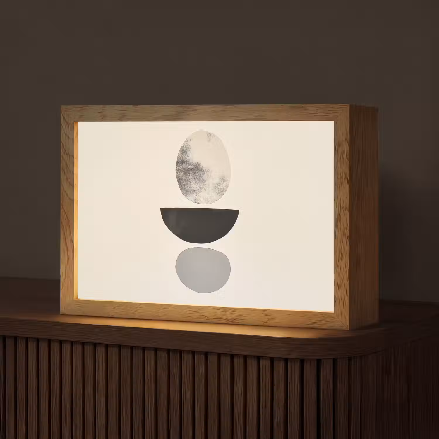 Beige - Japandi - Wabi sabi Light Box met kabel (Tafellamp) klein -z3d_website