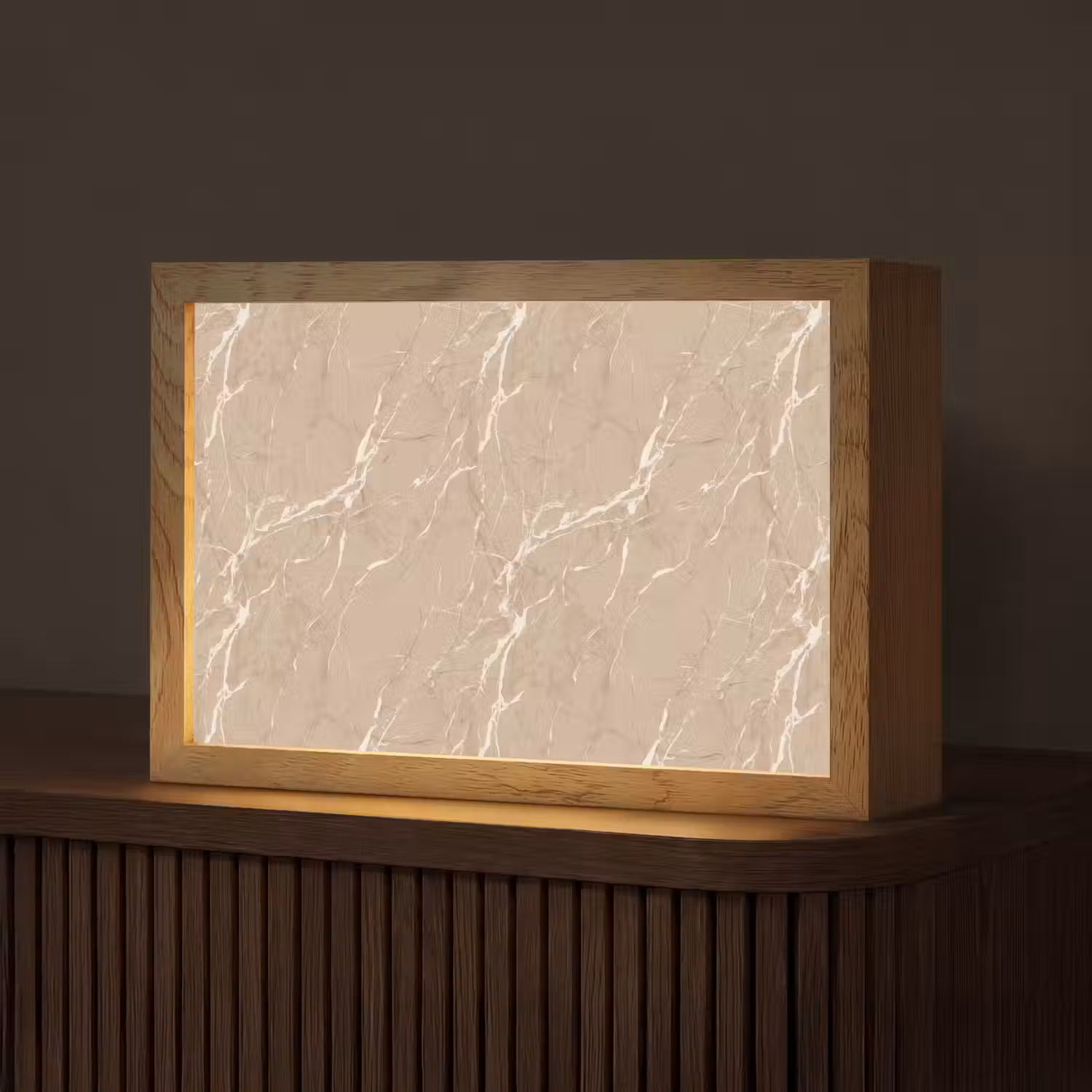Beige - Marmer - Organisch - Wit Light Box met kabel (Tafellamp) klein 924 -z3d_website