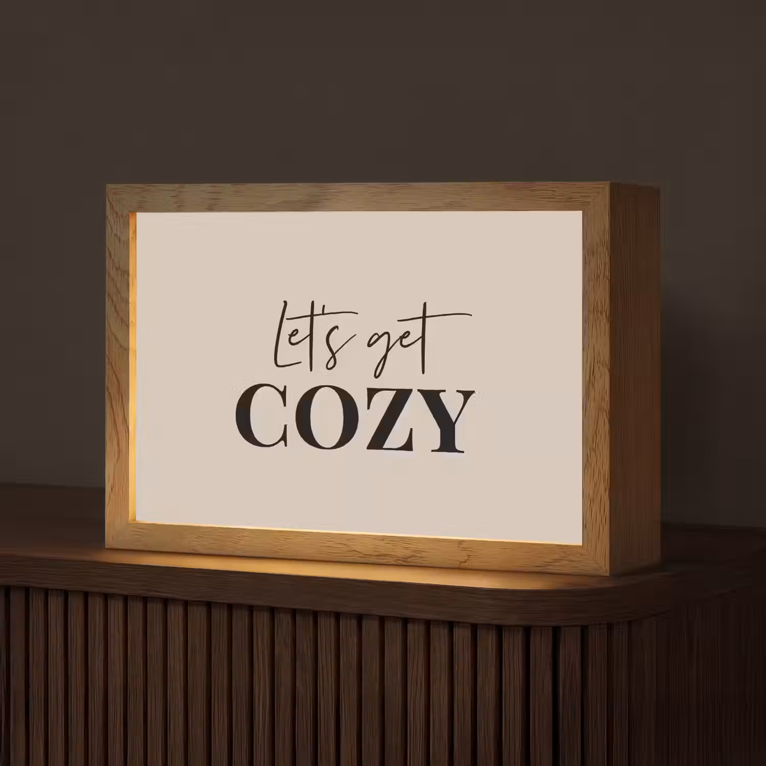 Beige - Winter - Quote - Cozy Light Box met kabel (Tafellamp) klein -z3d_website