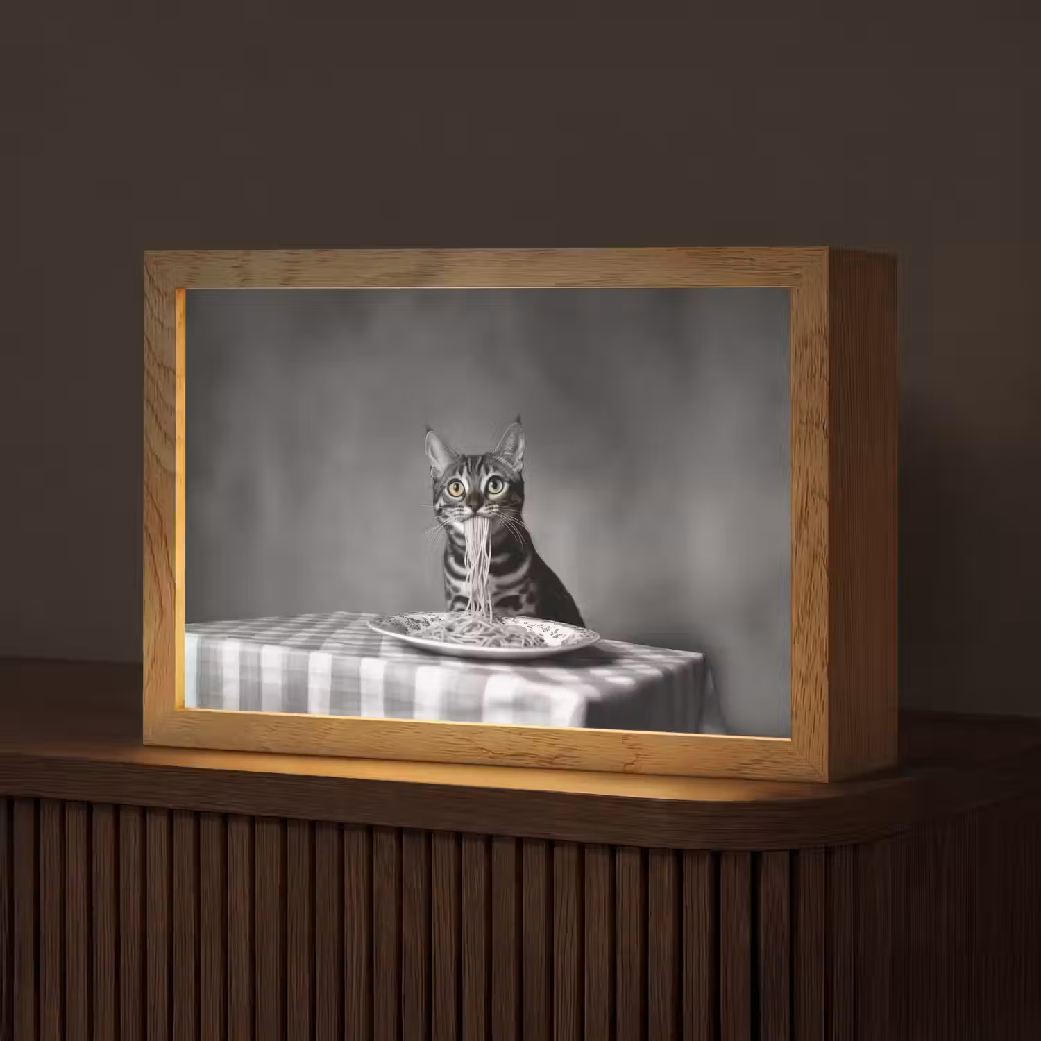 Bengaal - Kat - Tafelkleed - Zwart - Wit - Dier Light Box met kabel (Tafellamp) klein -z3d_website