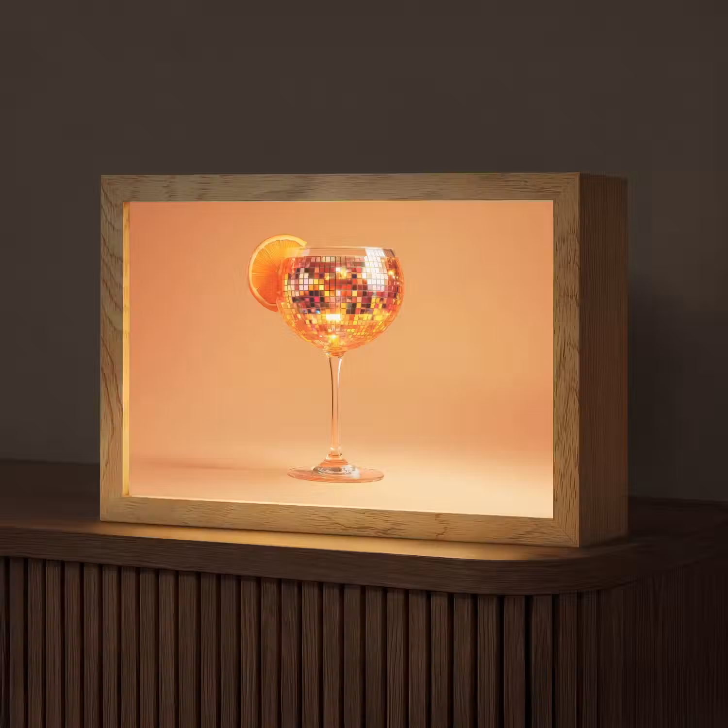 Drank - Oranje - Glitter - Disco Light Box met kabel (Tafellamp) klein -z3d_website