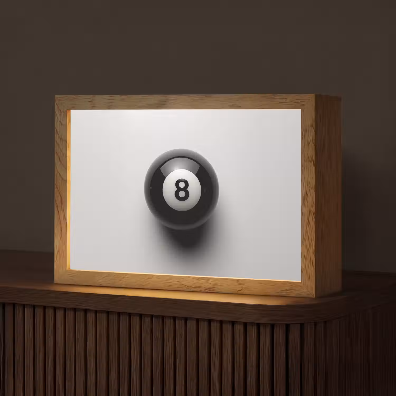 Biljartbal - Getal - Acht - Wit Light Box met kabel (Tafellamp) klein -z3d_website