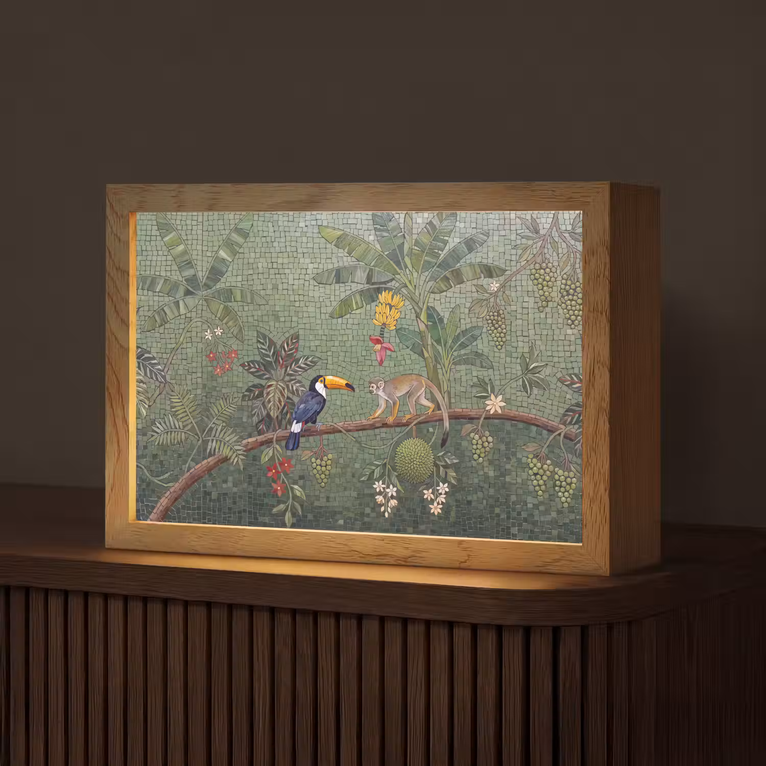 Vogel - Dier - Jungle - Mozaïek - Natuur Light Box met kabel (Tafellamp) klein -z3d_website