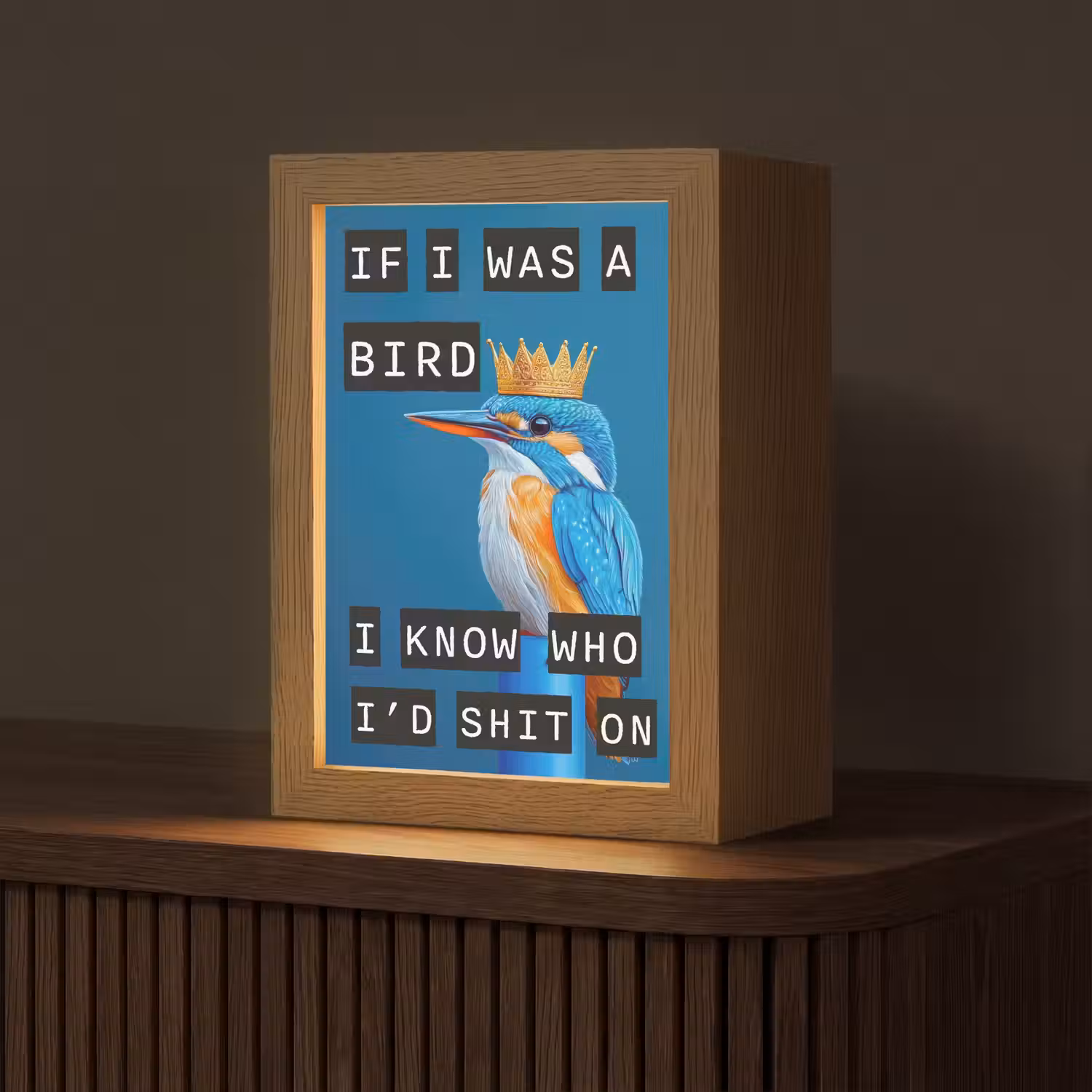Vogel - Decoratie - Ijsvogel - Blauw Light Box met kabel (Tafellamp) klein -z3d_website