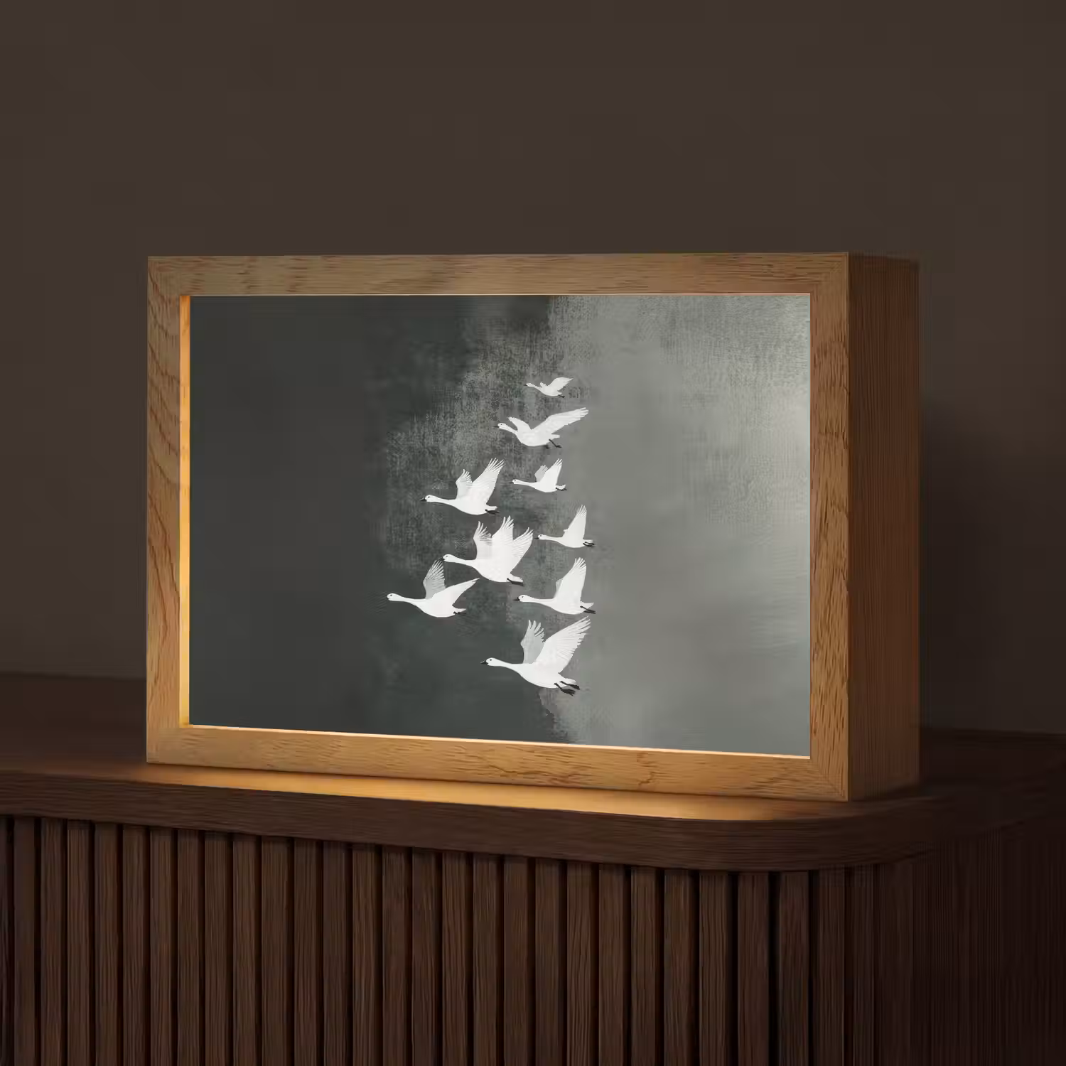 Vogel - Japandi - Groen Light Box met kabel (Tafellamp) klein -z3d_website