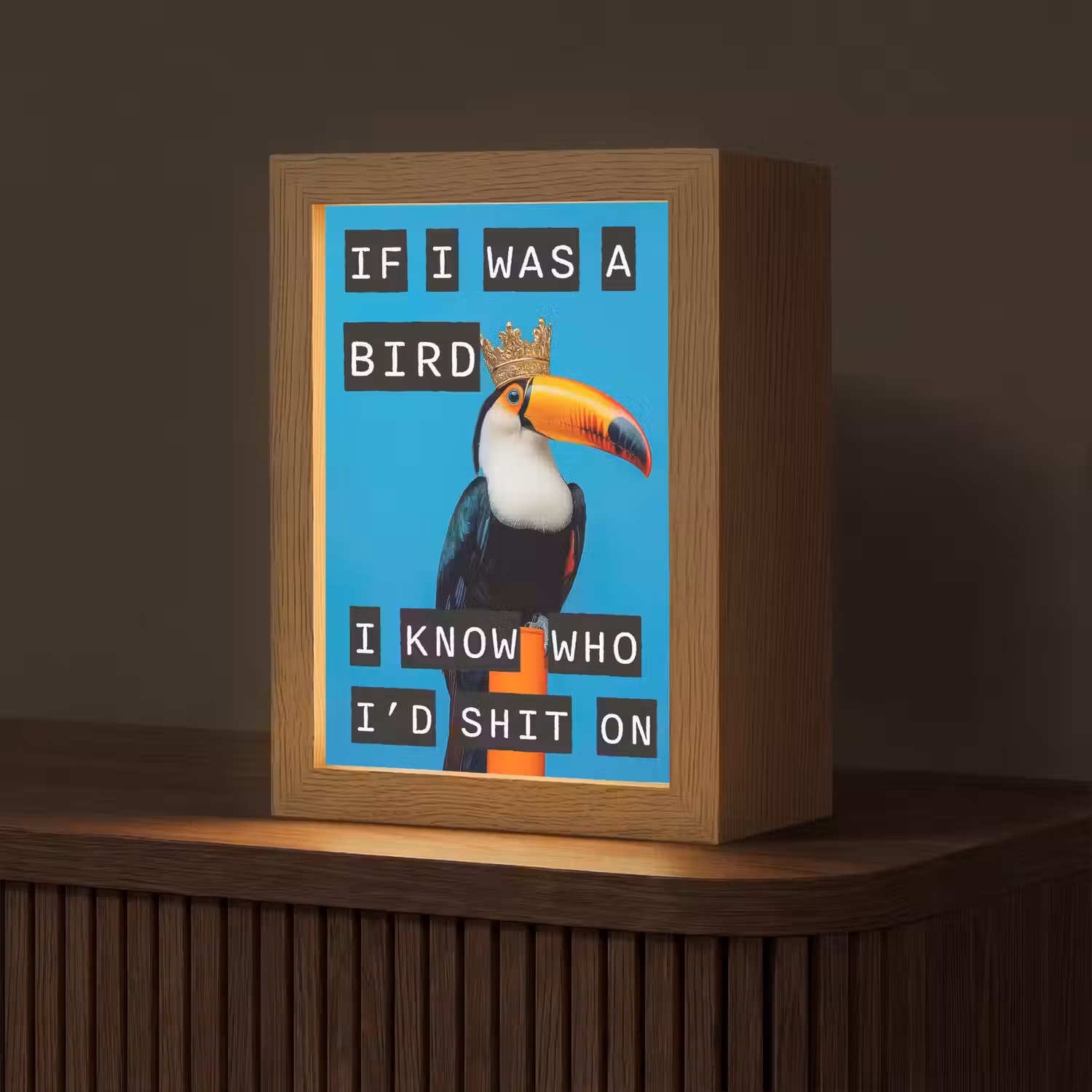 Vogel - Toekan - Blauw - Quotes Light Box met kabel (Tafellamp) klein -z3d_website