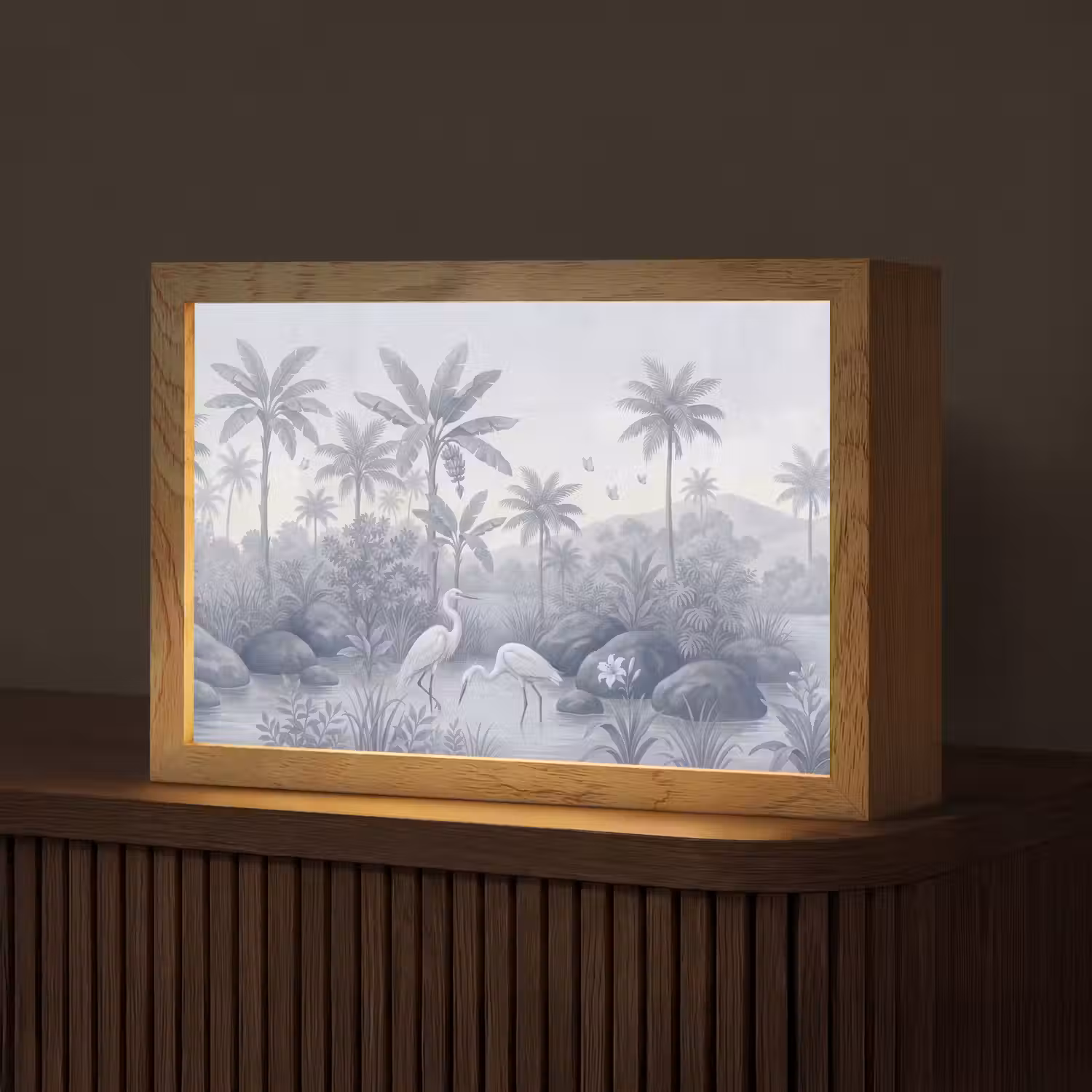 Vogel - Water - Tropisch - Natuur - Blauw Light Box met kabel (Tafellamp) klein -z3d_website
