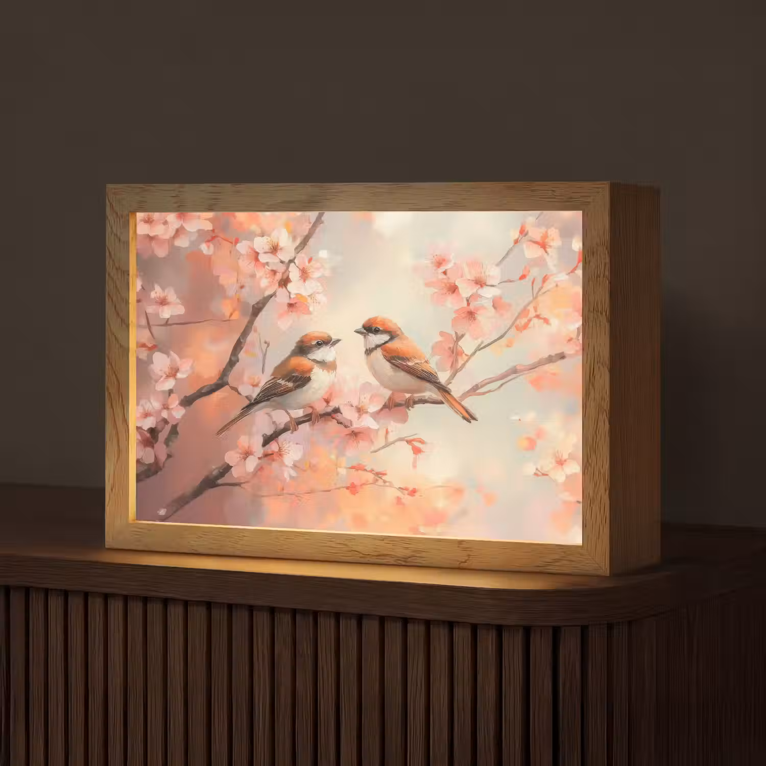 Vogels - Romantic - Bloesemtak Light Box met kabel (Tafellamp) klein -z3d_website