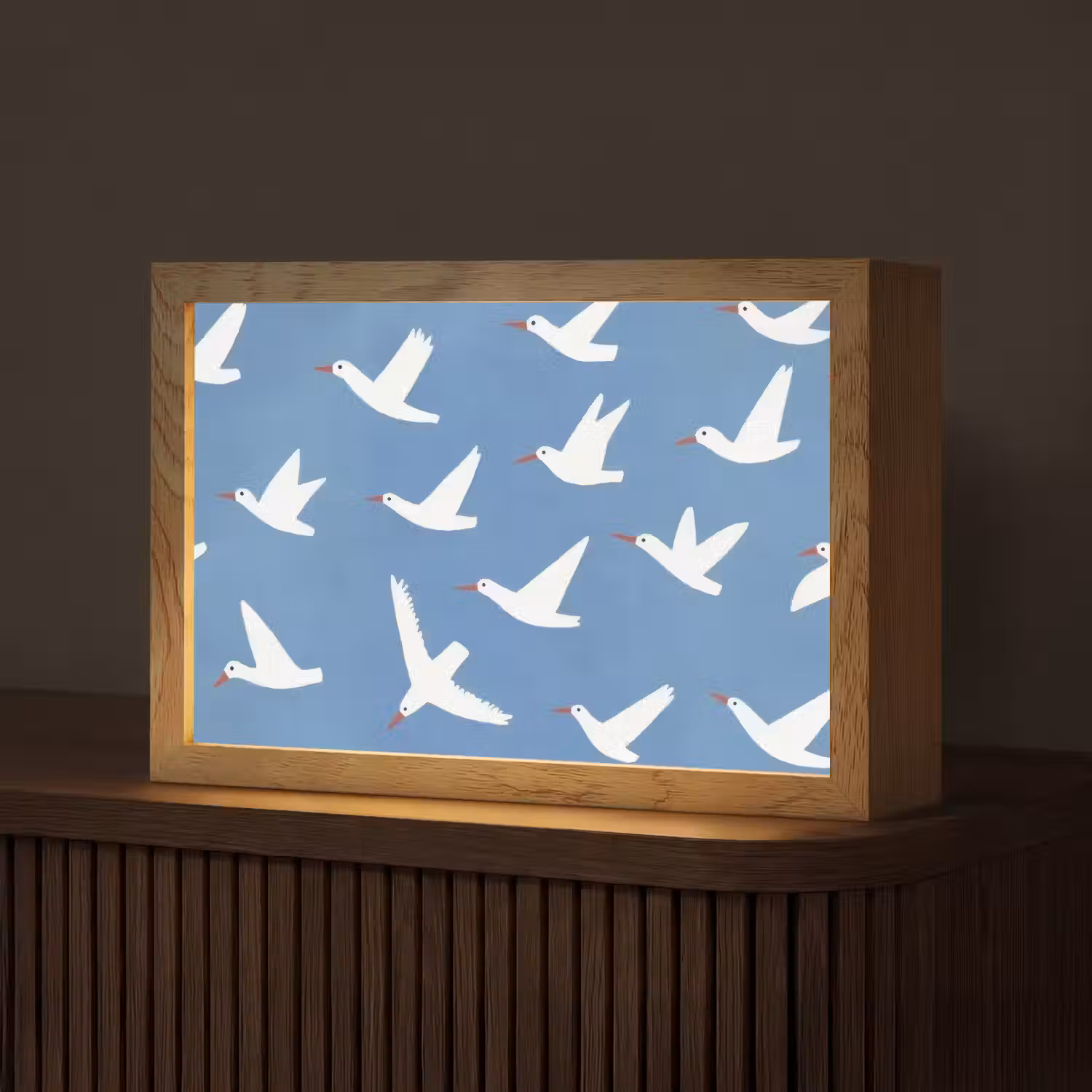 Vogels - Wit - Patroon Light Box met kabel (Tafellamp) klein -z3d_website
