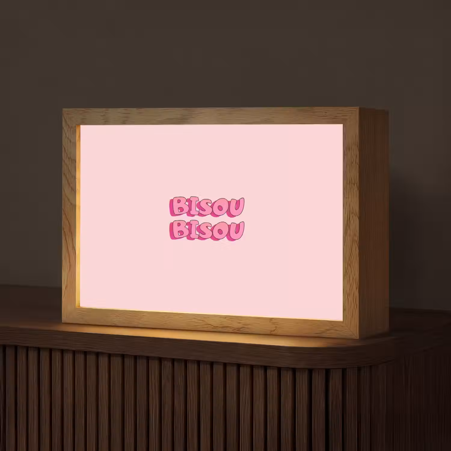 Bisou - Roze - Schaduw Light Box met kabel (Tafellamp) klein -z3d_website