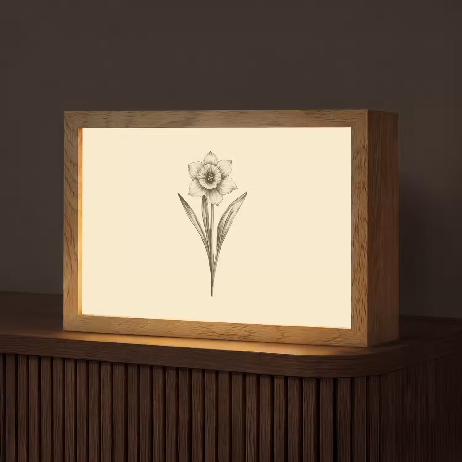 Zwart - Narcis - Illustratie Light Box met kabel (Tafellamp) klein -z3d_website