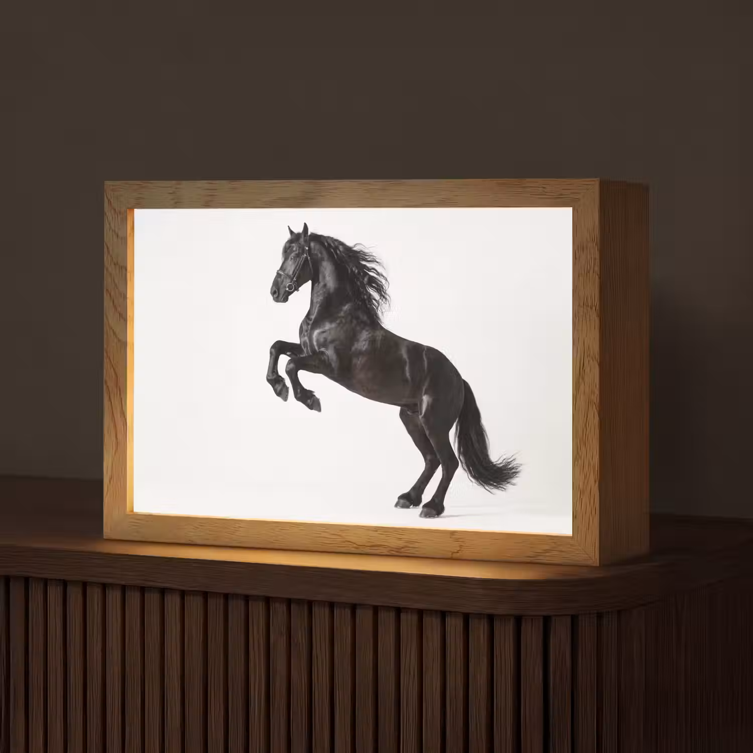 Zwart - Paard - Portret Light Box met kabel (Tafellamp) klein -z3d_website