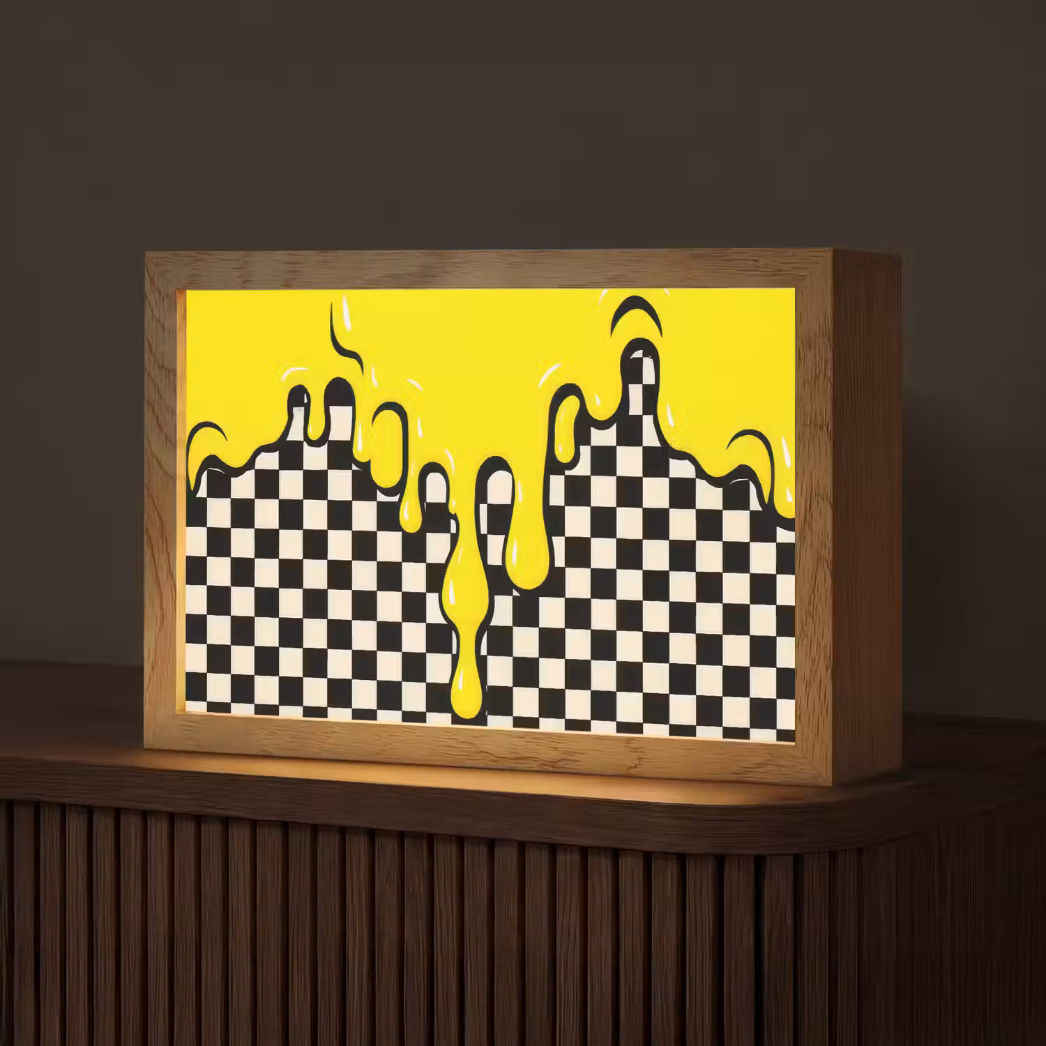 Geblokt - Grafisch - Vloeistof - Geel Light Box met kabel (Tafellamp) klein -z3d_website
