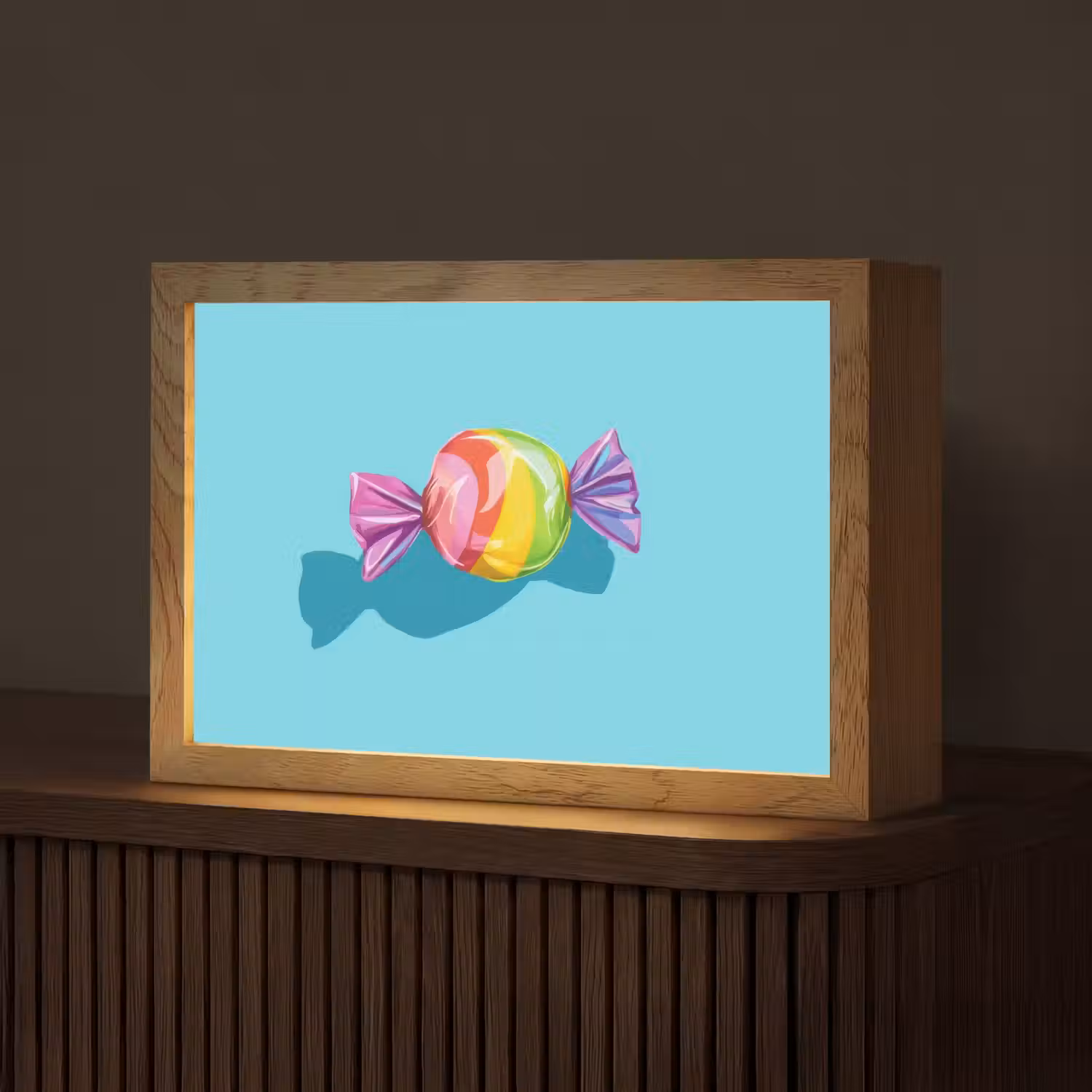 Blauw - Snoep - Regenboog Light Box met kabel (Tafellamp) klein -z3d_website