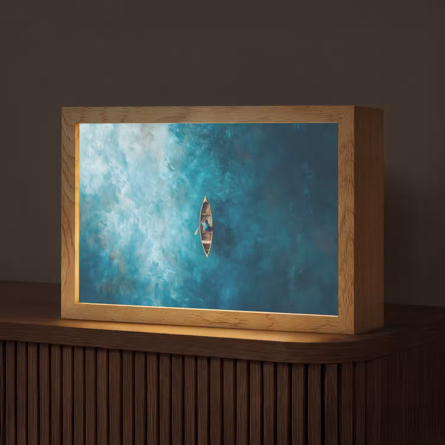Bootje - Water - Blauw Light Box met kabel (Tafellamp) klein -z3d_website