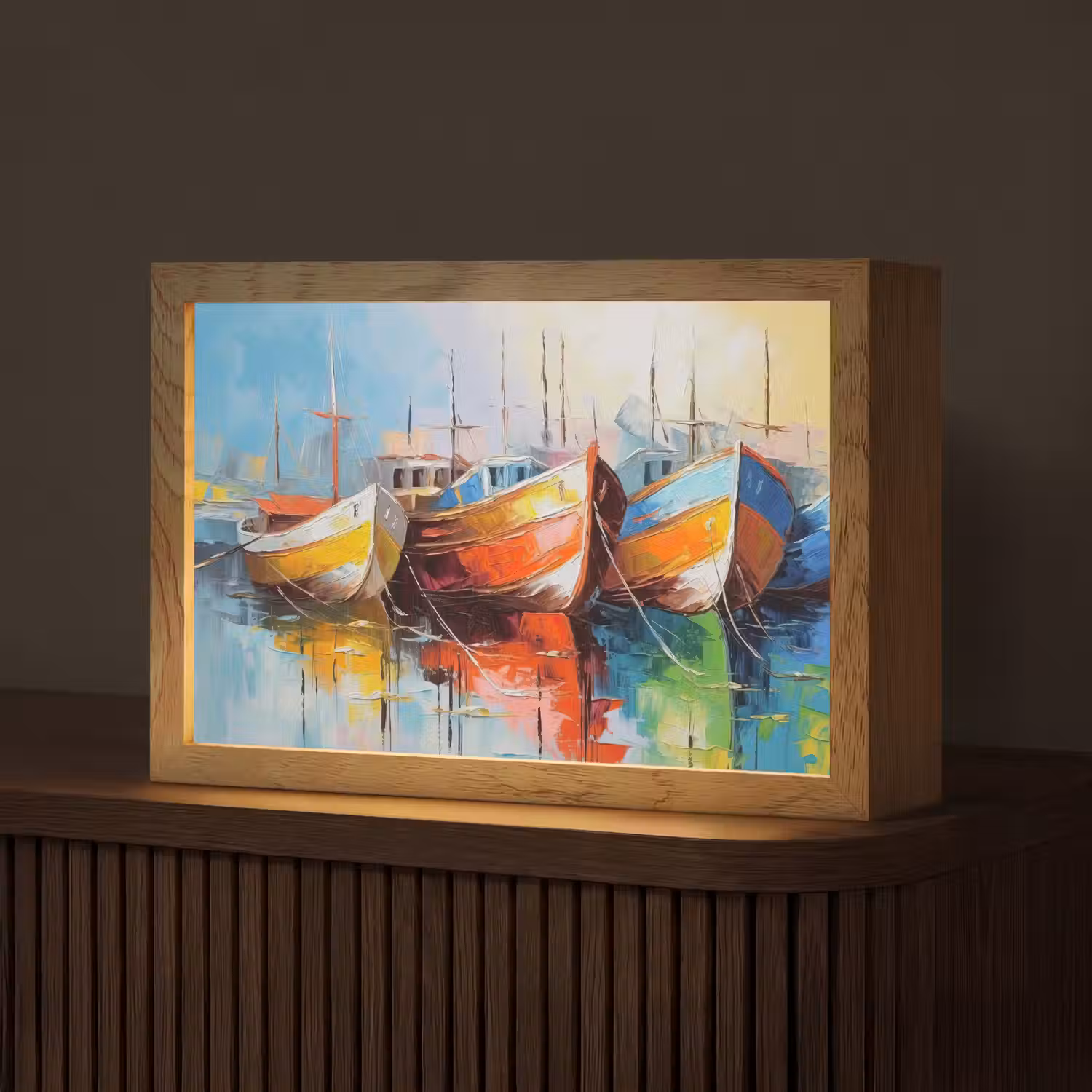 Boten - Kunst - Kleuren - Schilderij Light Box met kabel (Tafellamp) klein -z3d_website