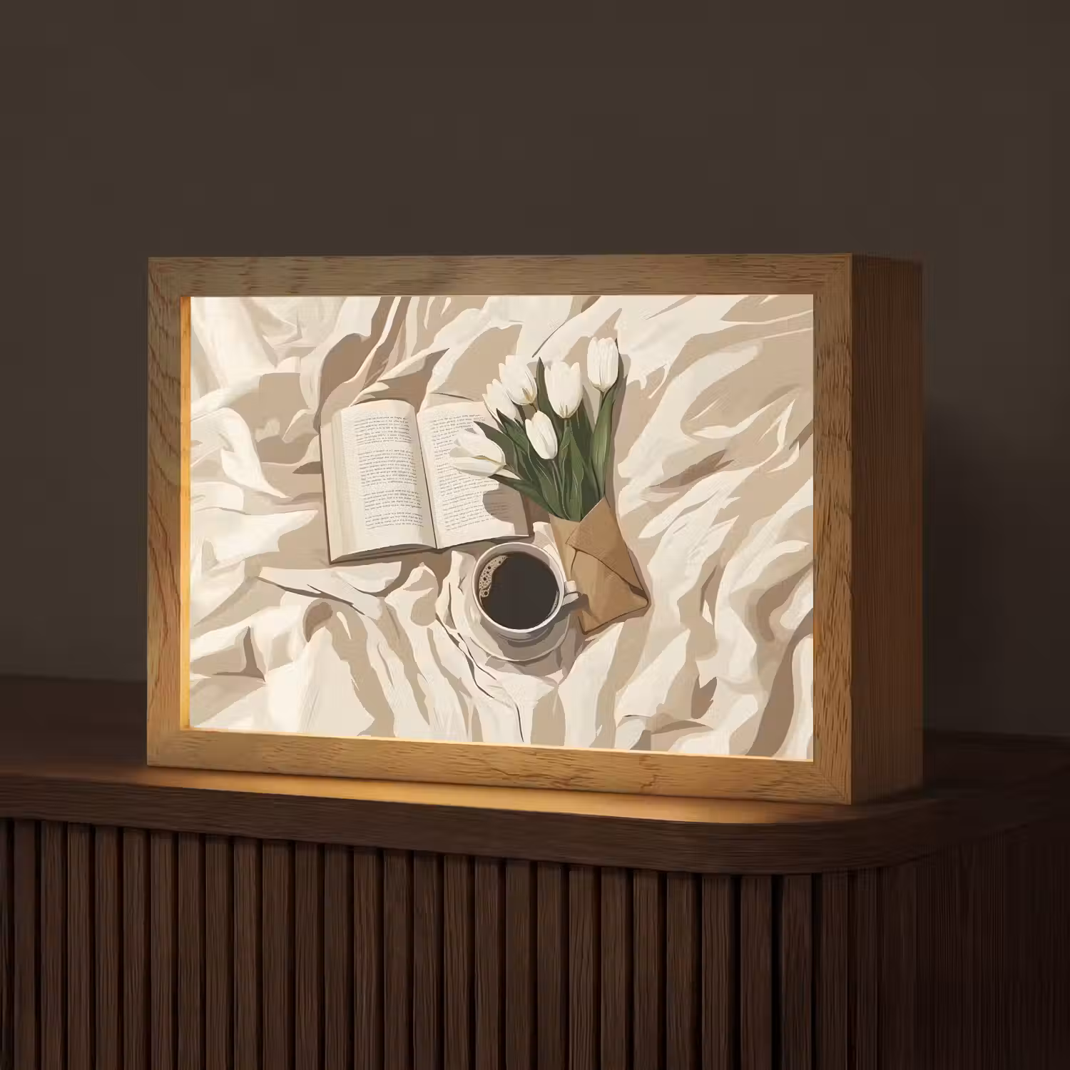 Boek - Illustratie - Tulpen - Koffie Light Box met kabel (Tafellamp) klein -z3d_website