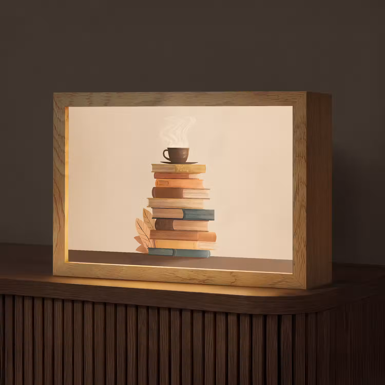 Boeken - Toren - Koffie - Beige Light Box met kabel (Tafellamp) klein -z3d_website