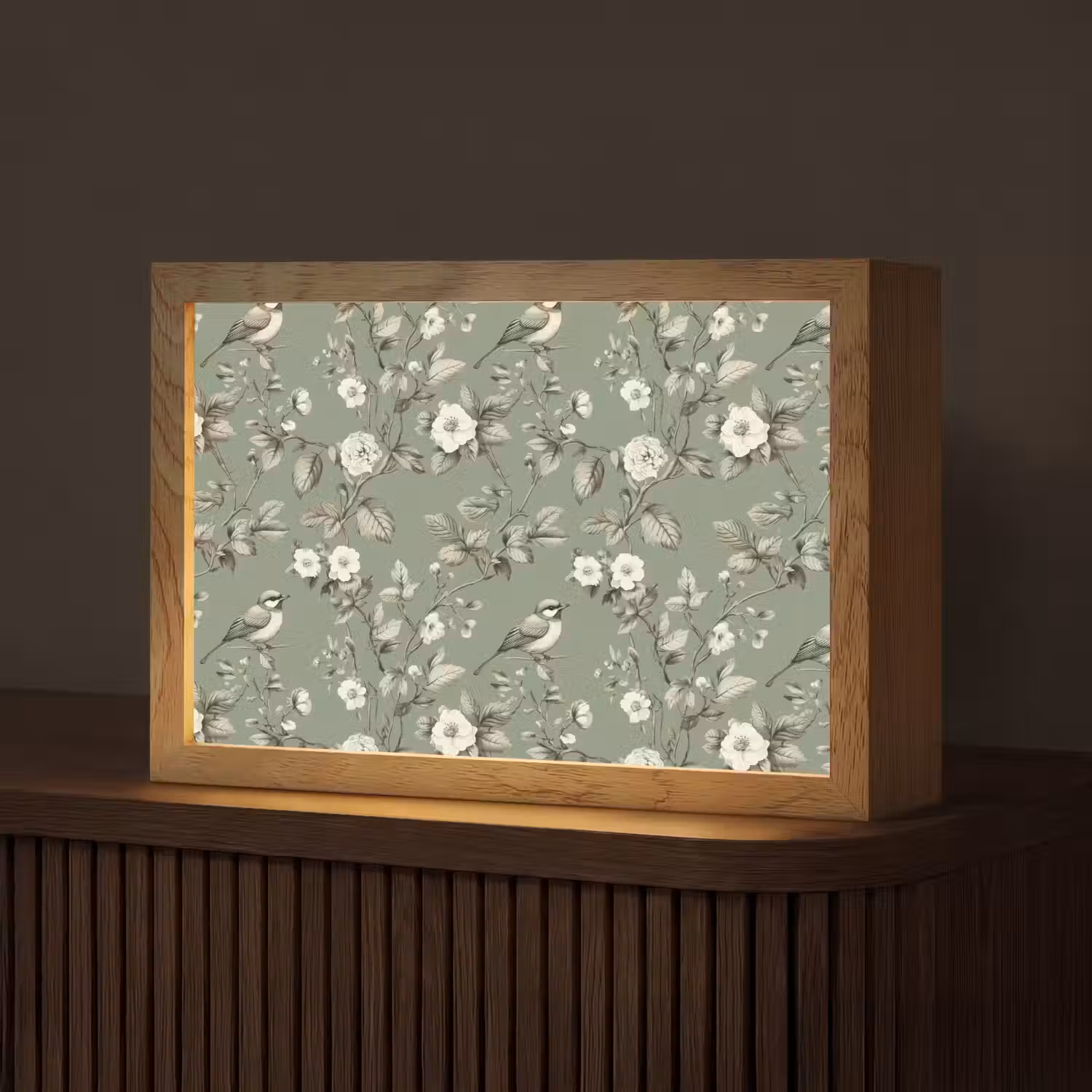 Botanisch - Vogels - Groen Light Box met kabel (Tafellamp) klein 924 -z3d_website