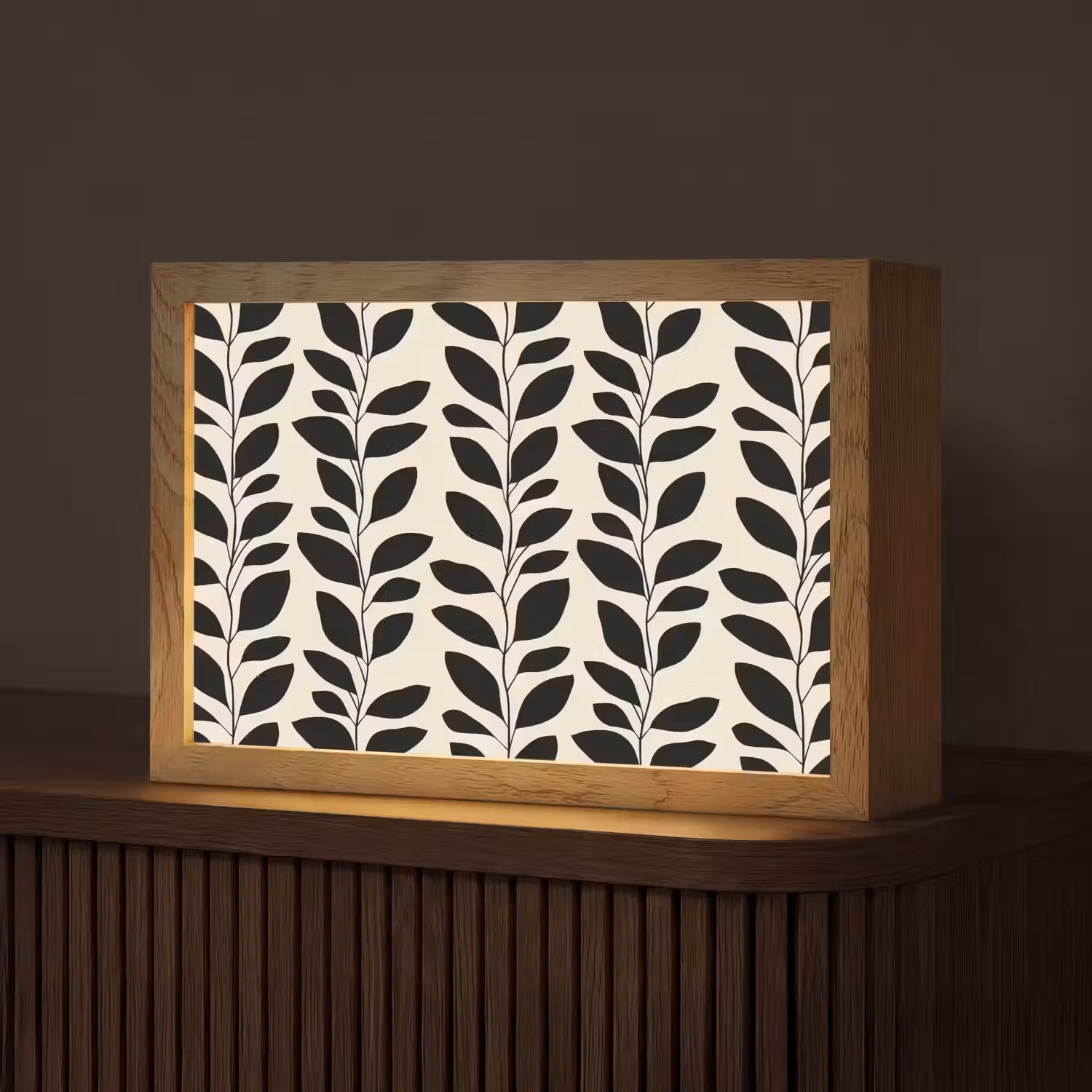Botanisch - Dessin - Zwart - Beige Light Box met kabel (Tafellamp) klein 924 -z3d_website